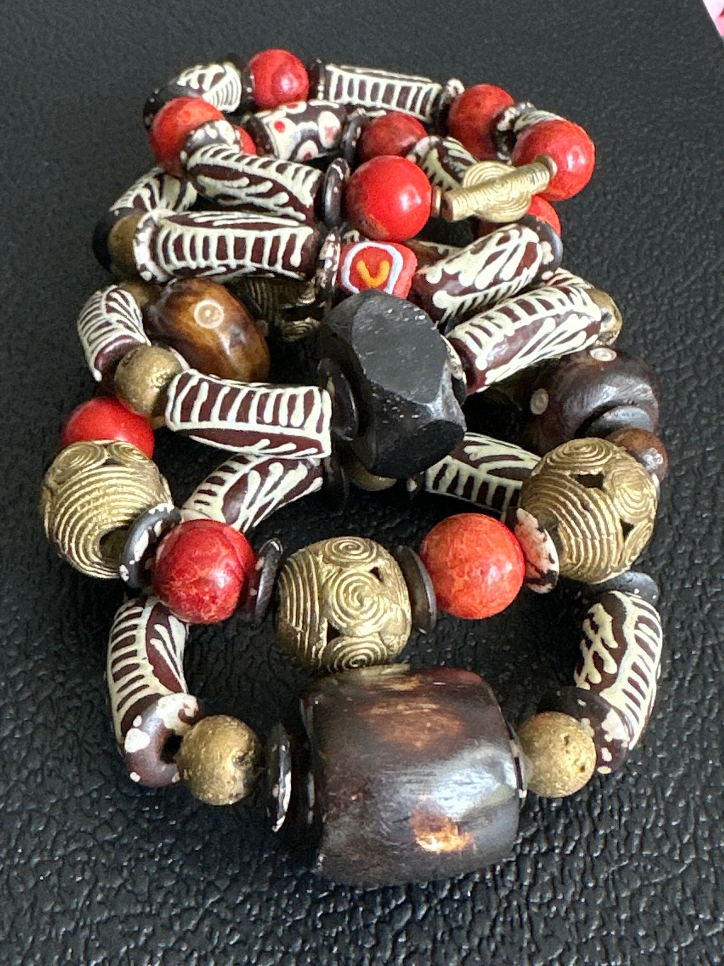 EbonySeries #1 - African Glass Krobo Trade Beads for Men and Women