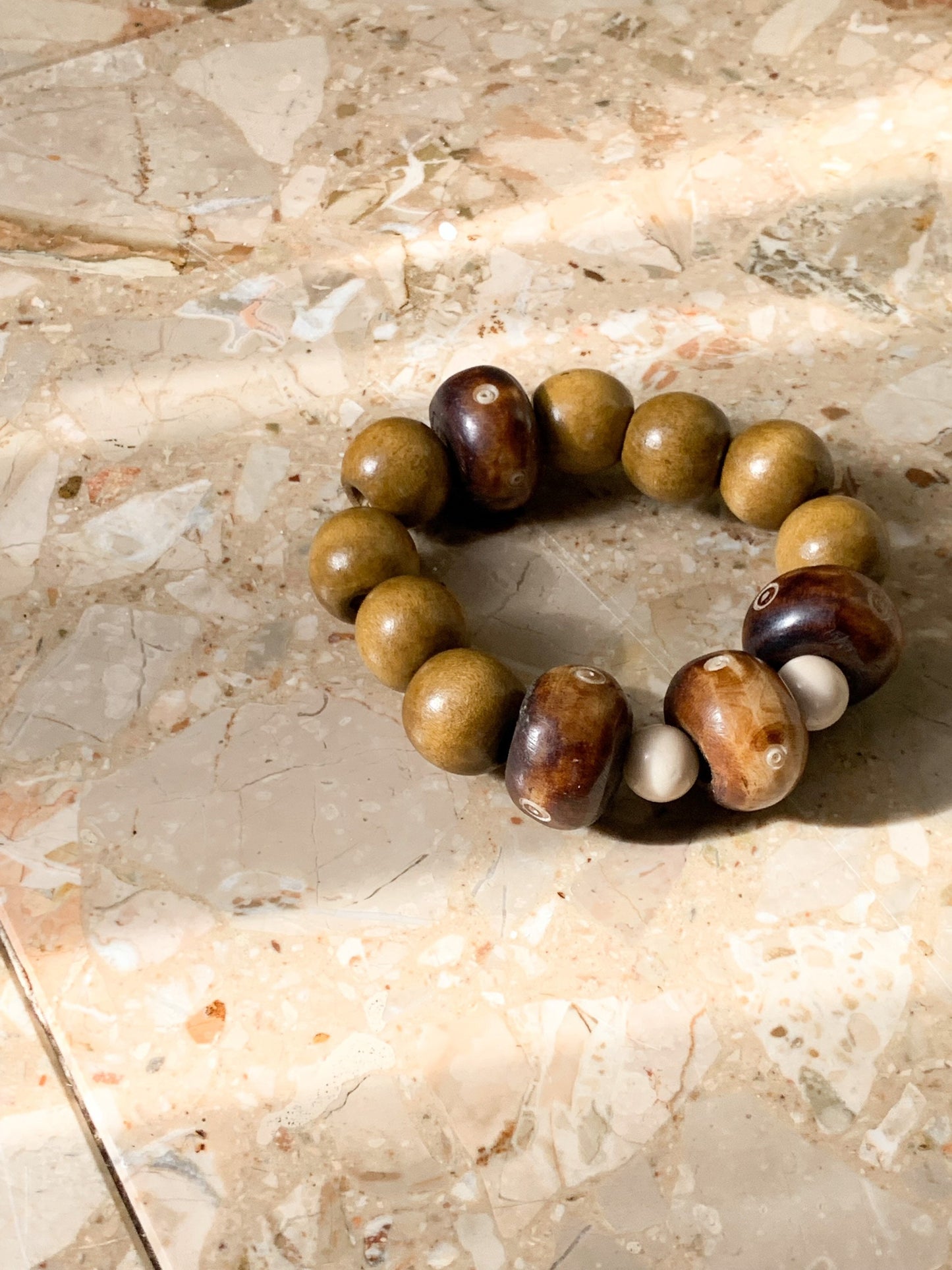 Wood African Inspired Wood Beaded Bracelet