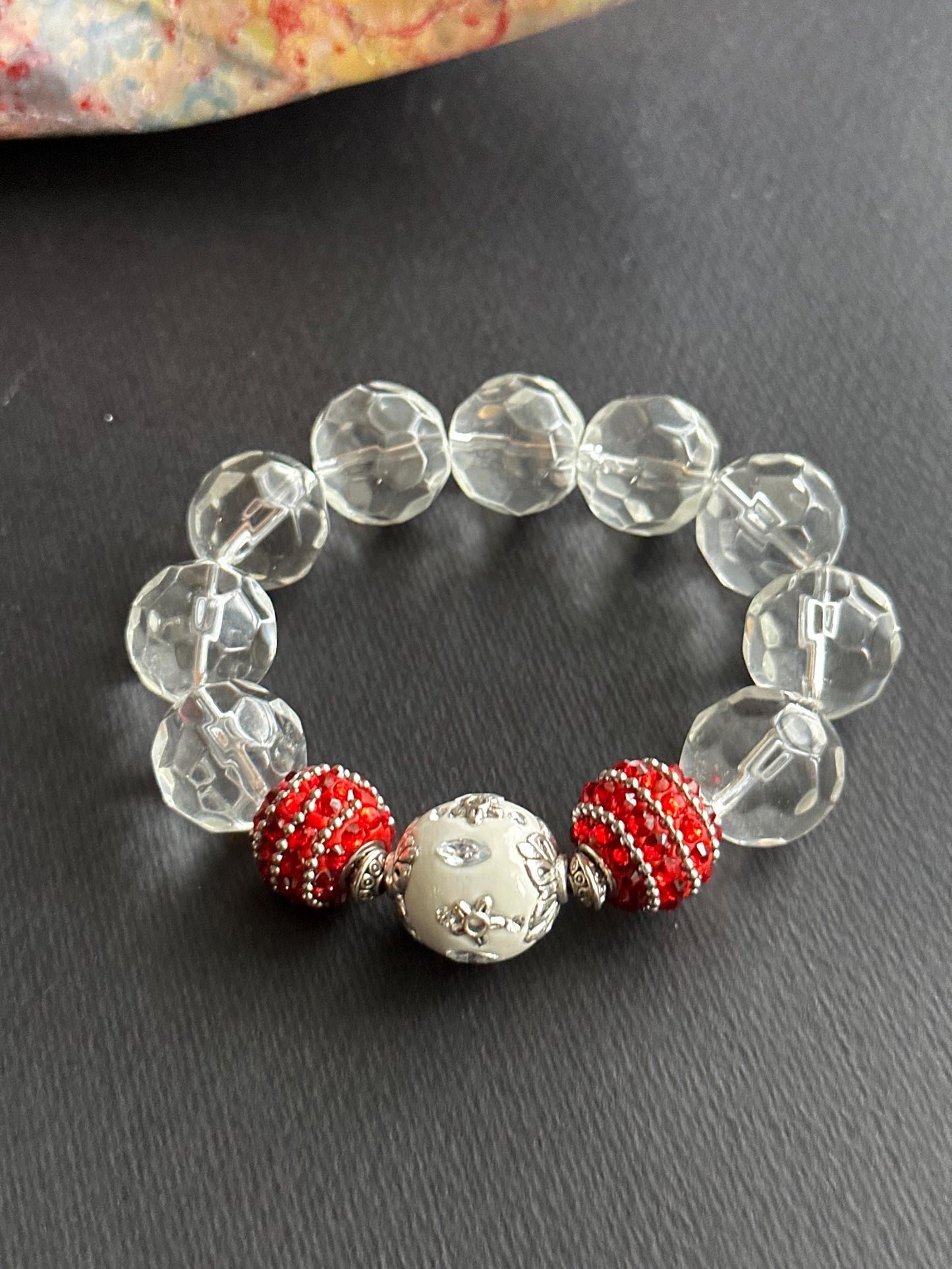 Red and White Winter Bliss Bracelet Stack
