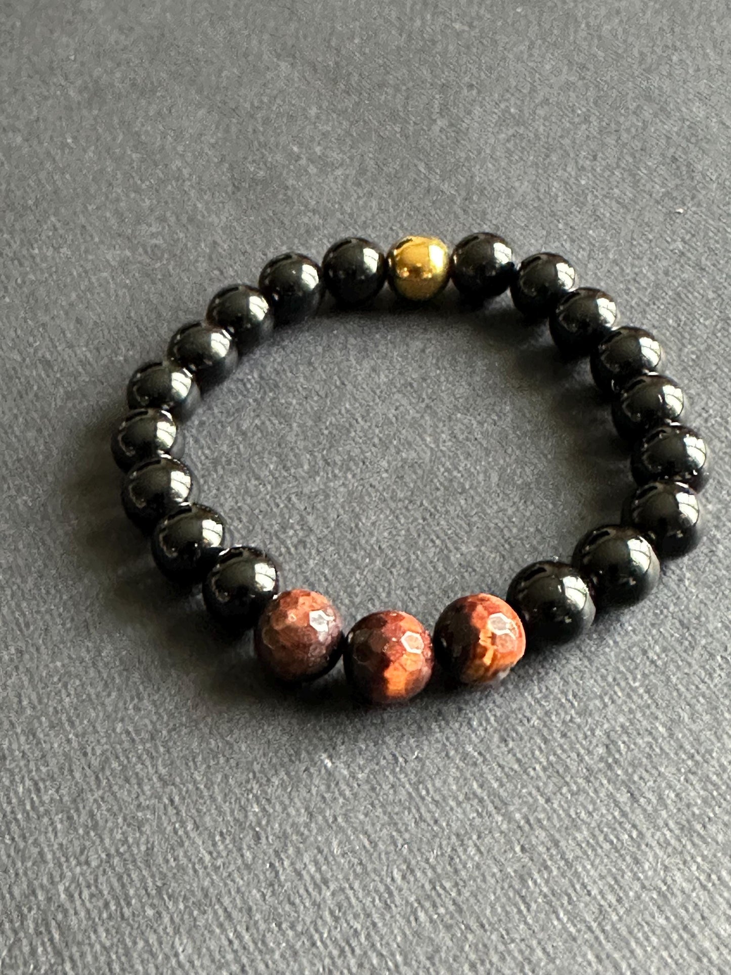Unisex Black Onyx and Tiger’s Eye Beaded Bracelet