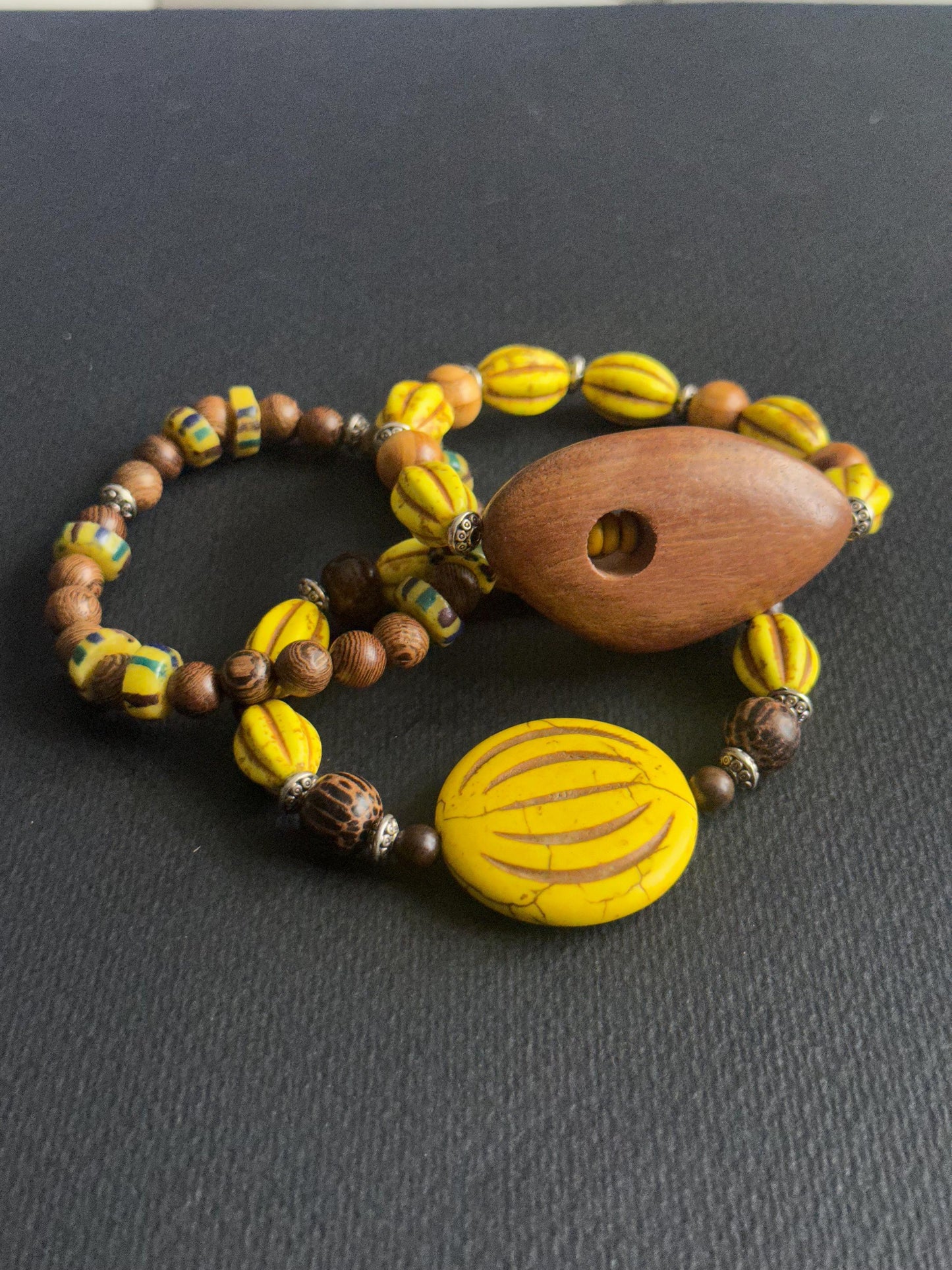 Yellow and Brown Fall Vibes Bracelet Stack