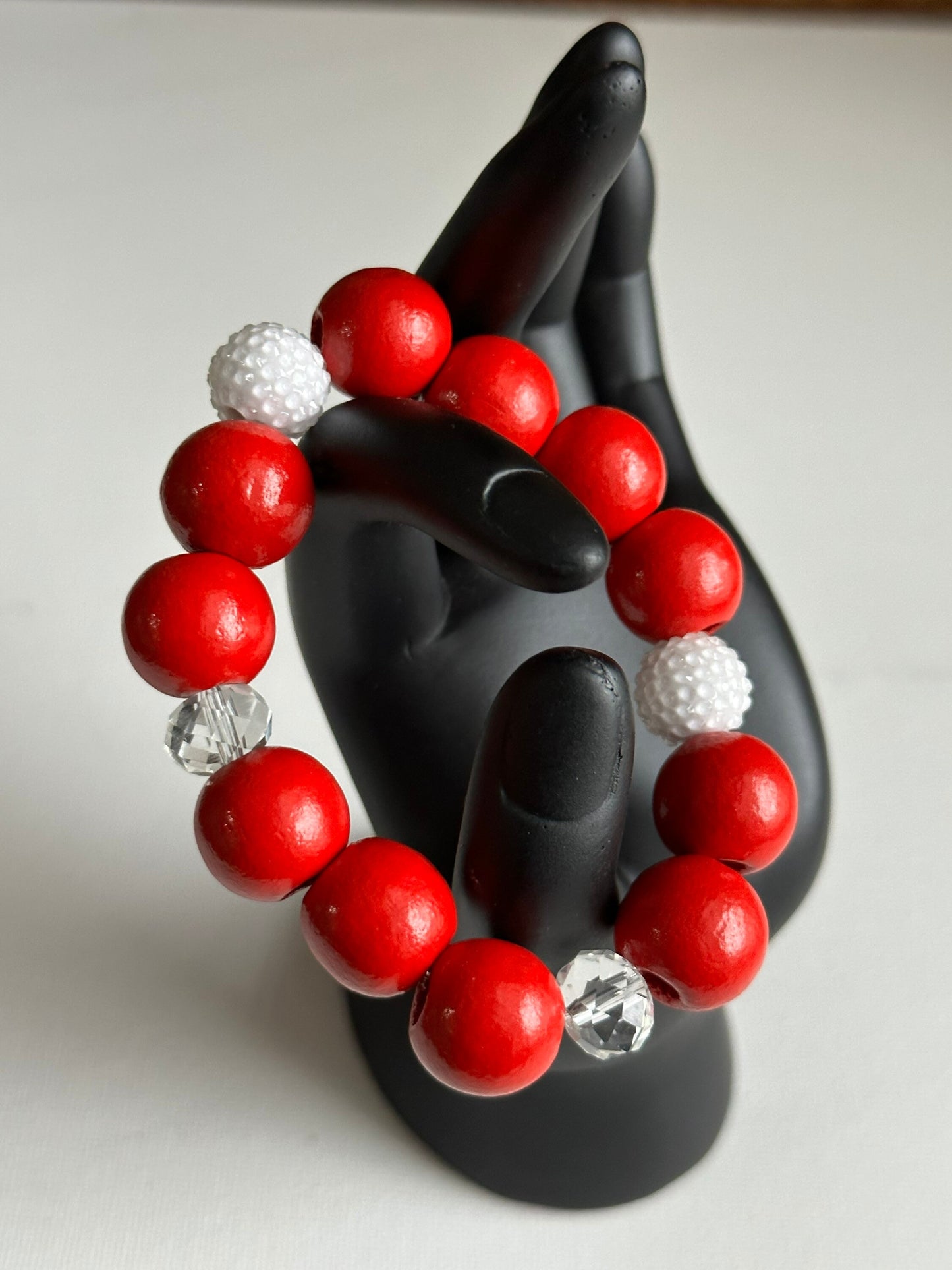 Red and White Bracelet Beaded Bracelet