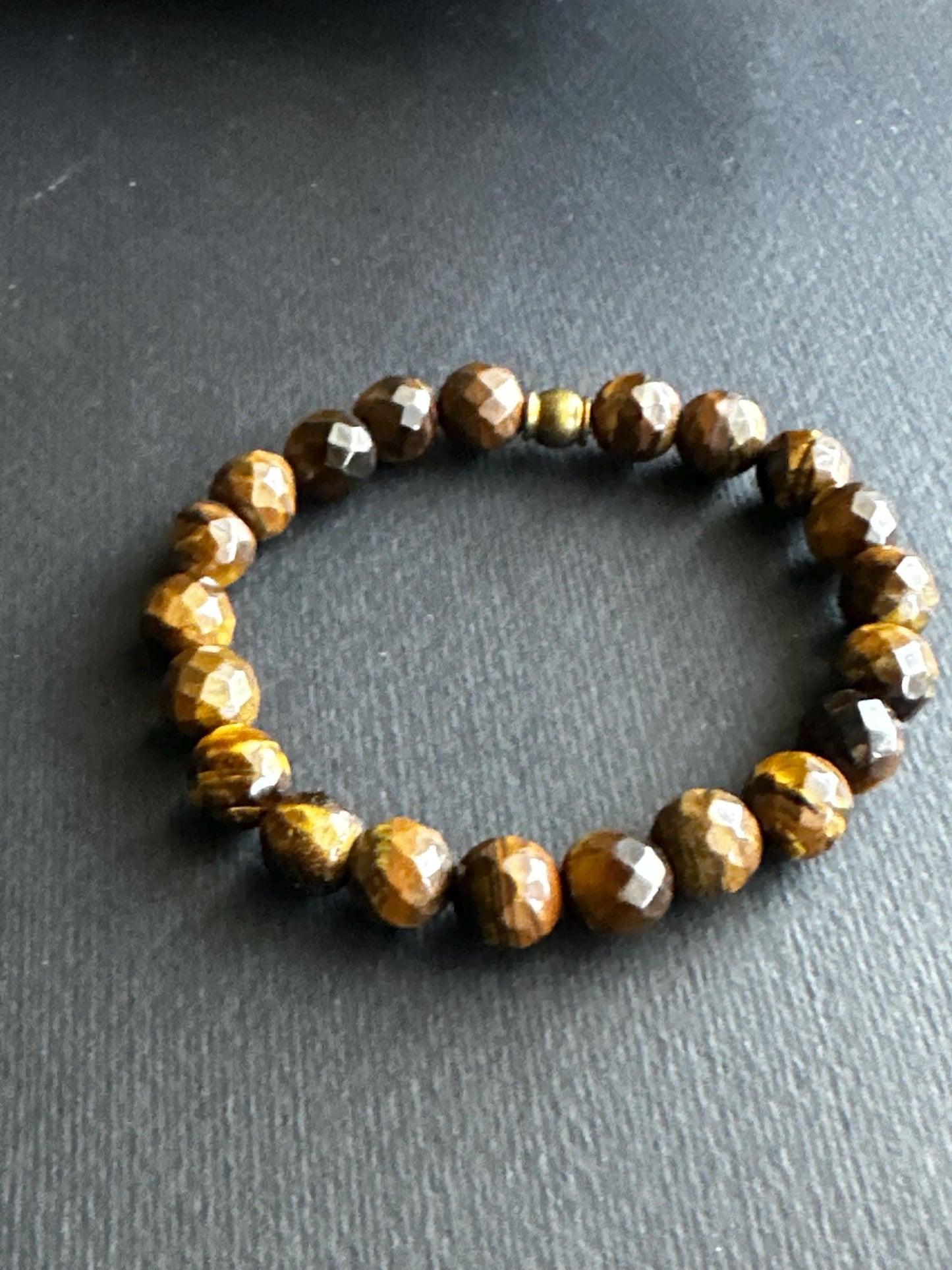 A Blend of Gems Black, Green, Brown and Cream Unisex Beaded Bracelet