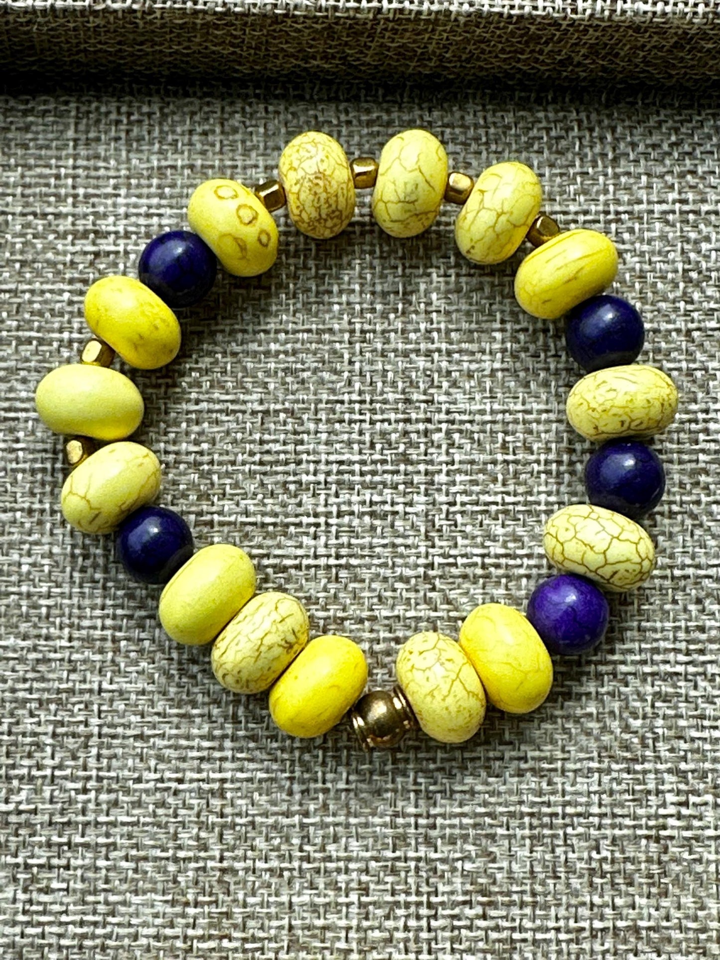 Yellow and Purple Unisex Beaded Bracelet