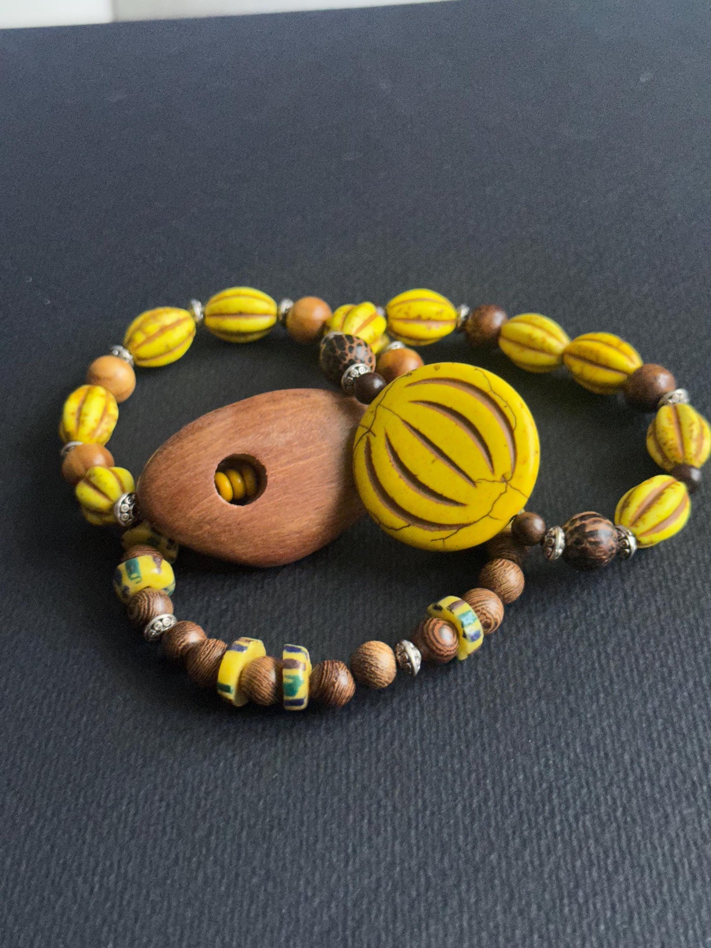Yellow and Brown Fall Vibes Bracelet Stack