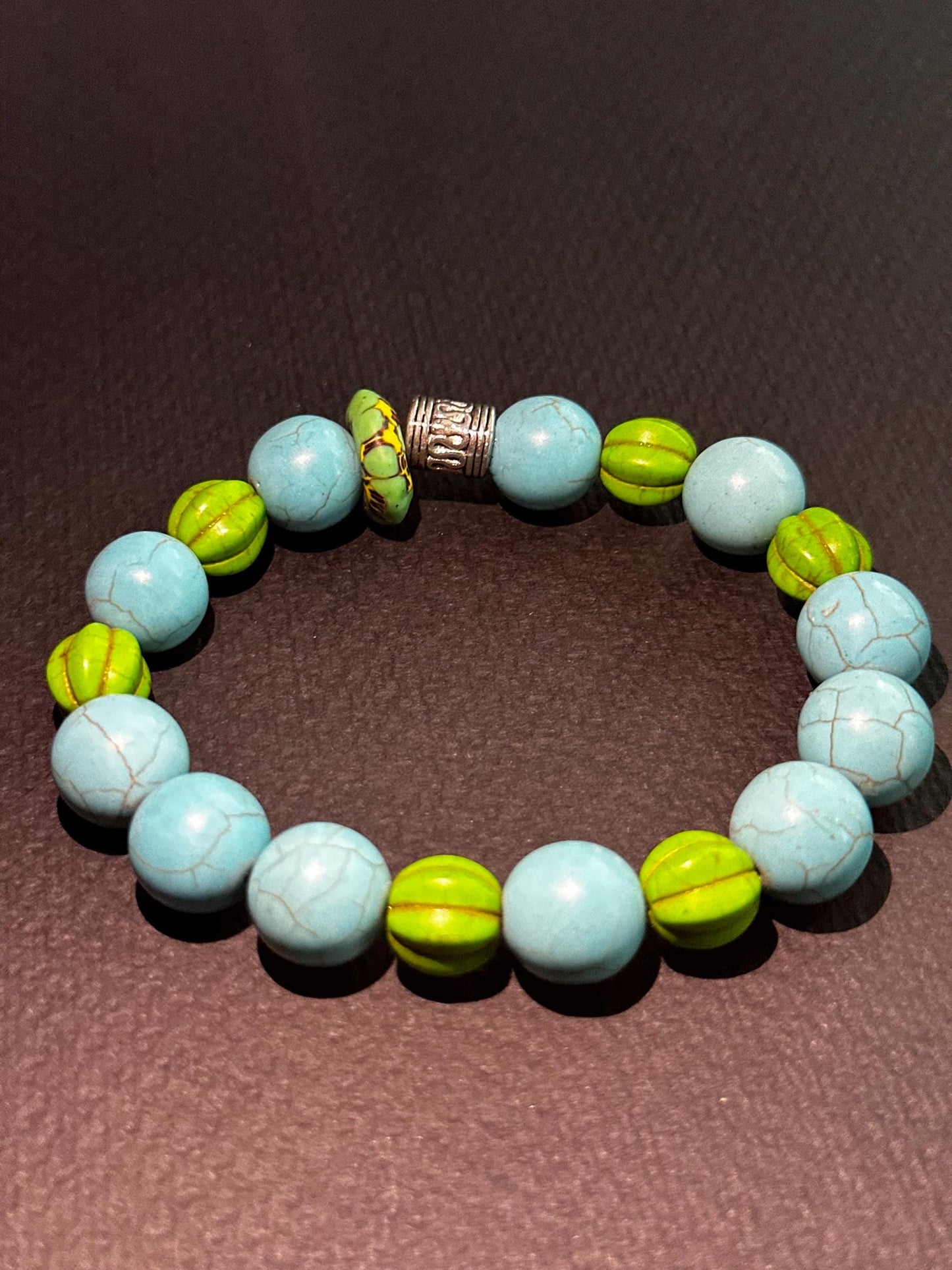 Turquoise Colored and Green Howlite Summer Inspired Bracelet