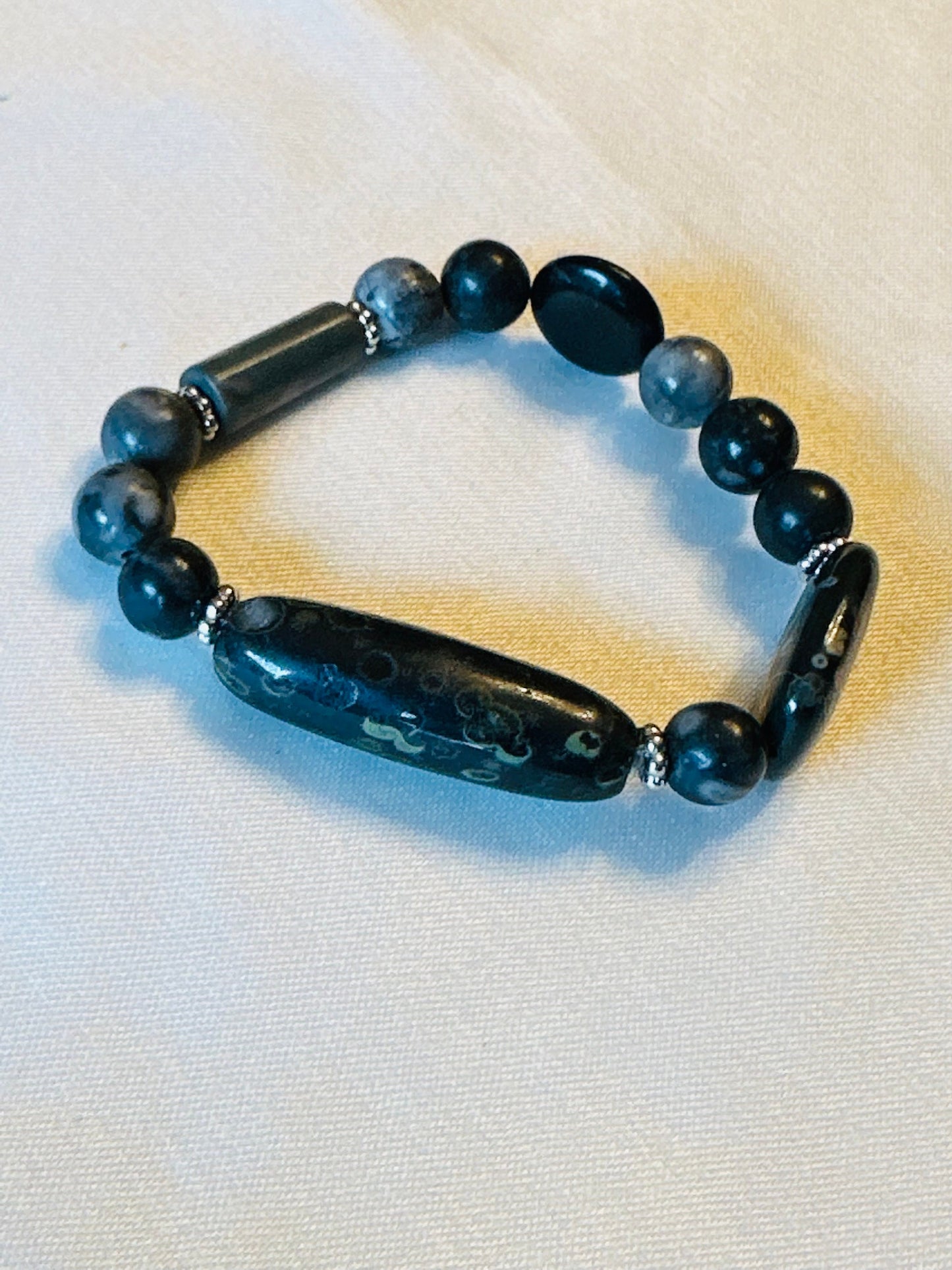BlacktoBlack-Eclectic #2 Blend of Mixed Materials and Shape Statement Bracelet