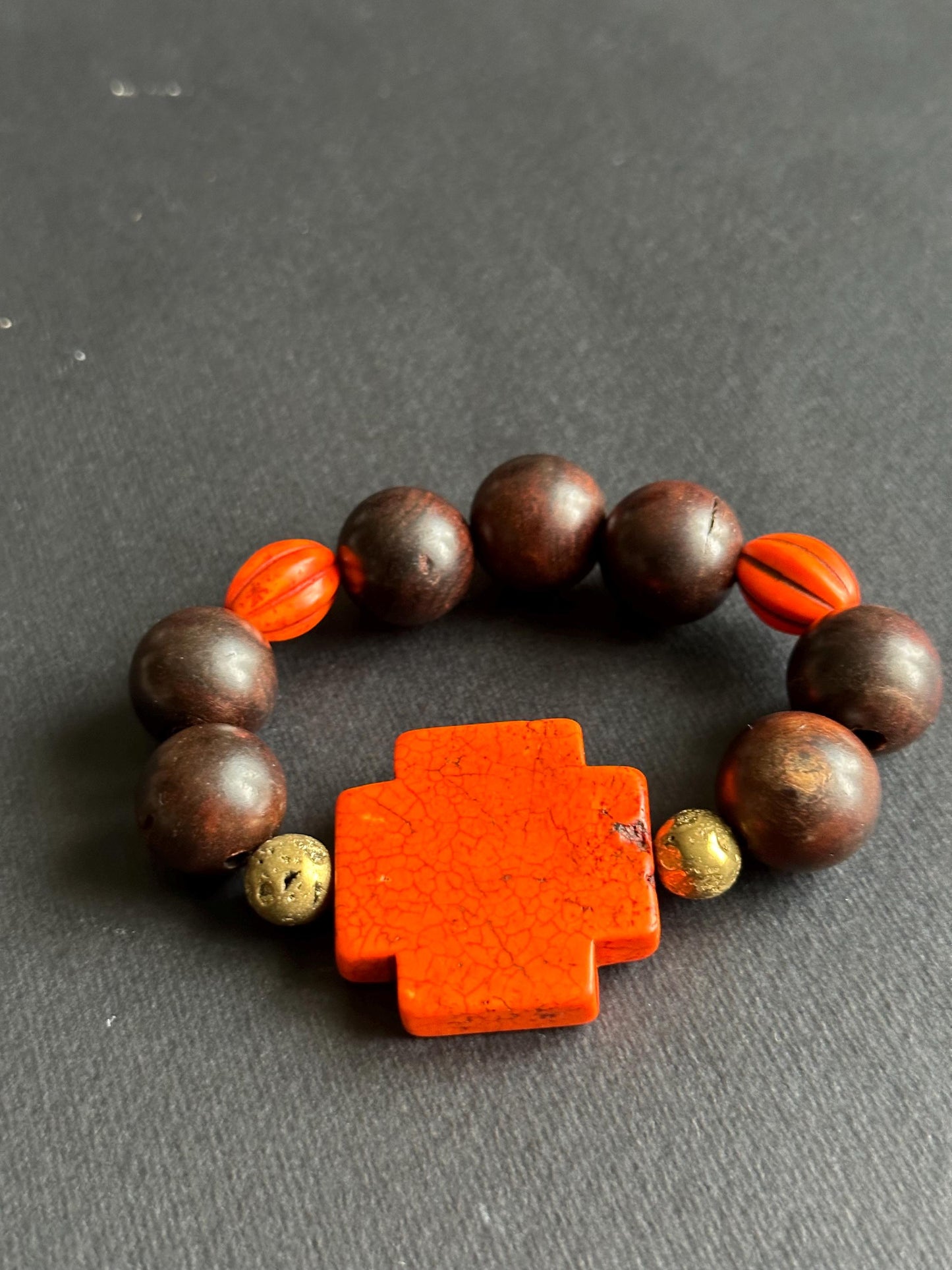 Orange and Brown Chunky Beads Bracelet #PerfectForFall