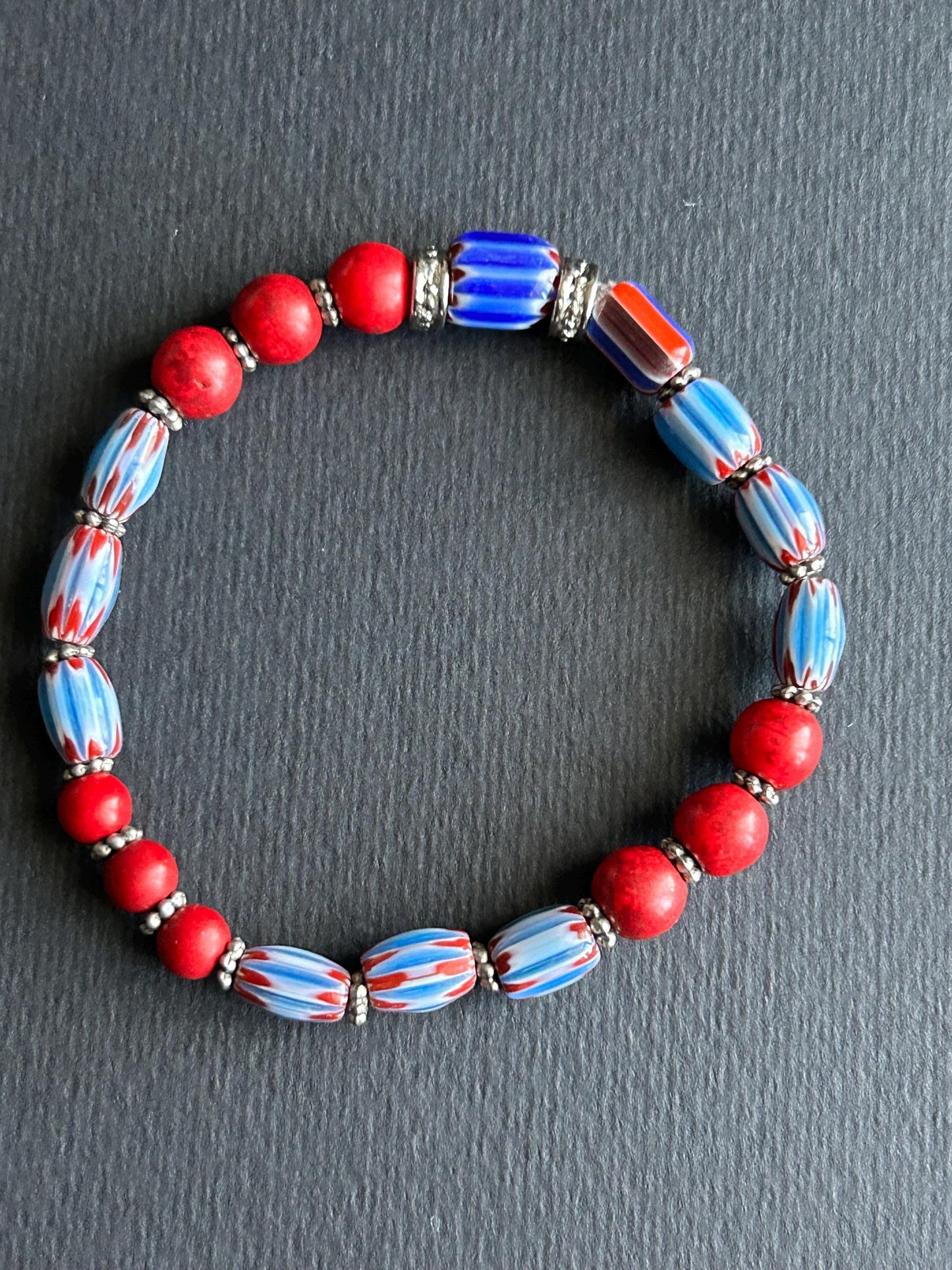 Red White and Blue Unisex Stackable Bracelet