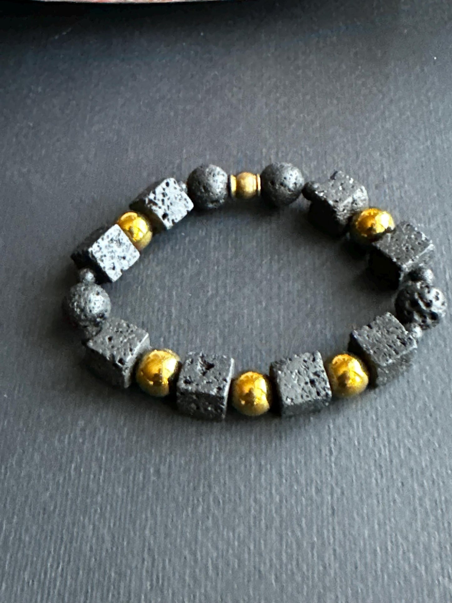 Lava Stone and Resin Stack Unisex Statement Bracelets