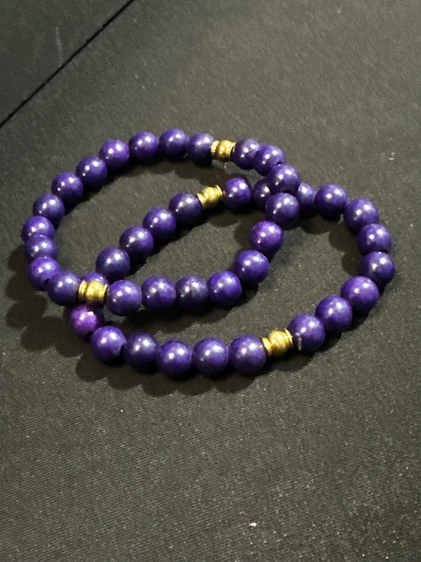 Purple and Gold Unisex Stackable Bracelets
