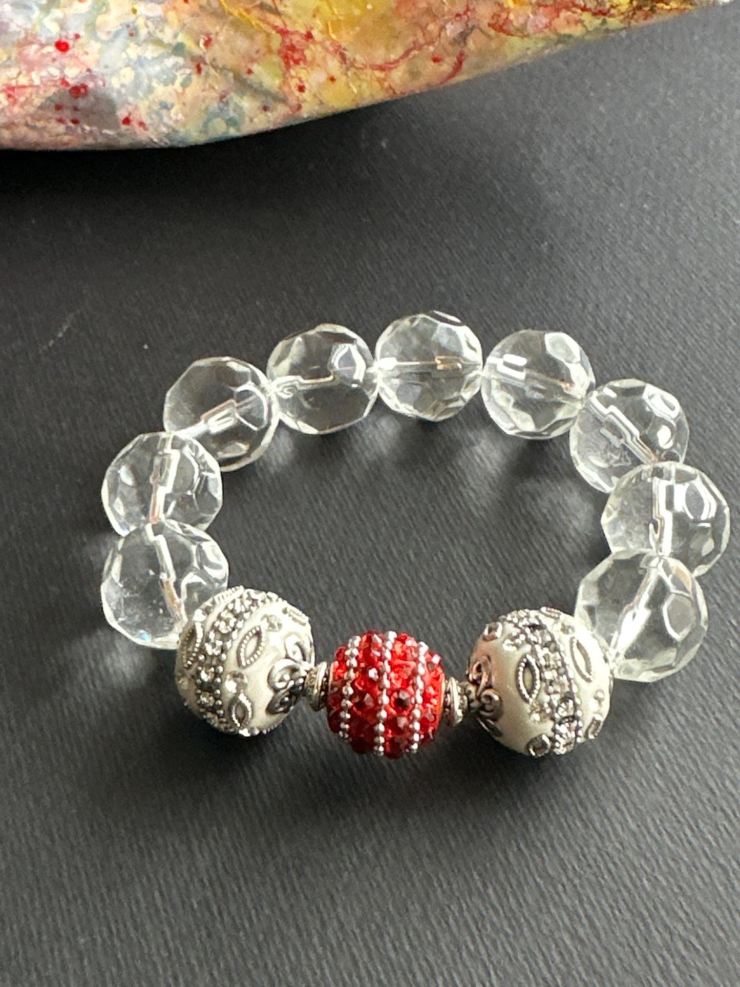 Red and White Winter Bliss Bracelet Stack