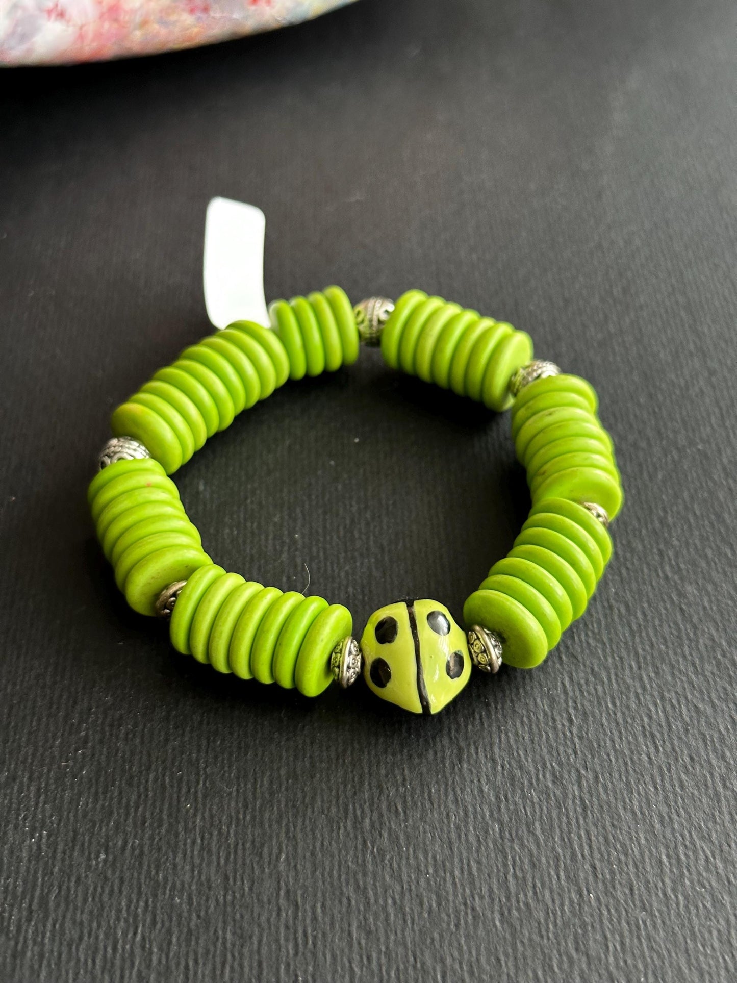 Green and Black with Ladybug Bracelet