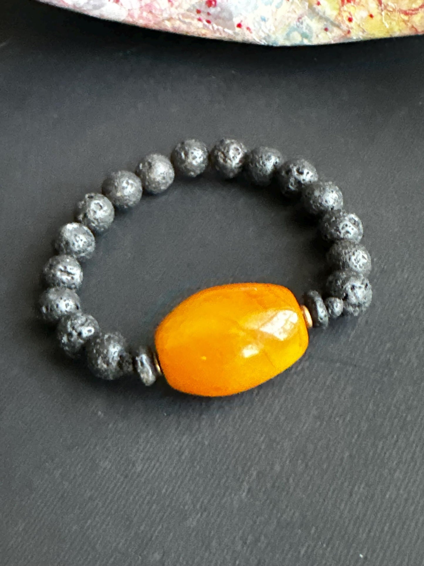 Lava Stone and Resin Stack Unisex Statement Bracelets