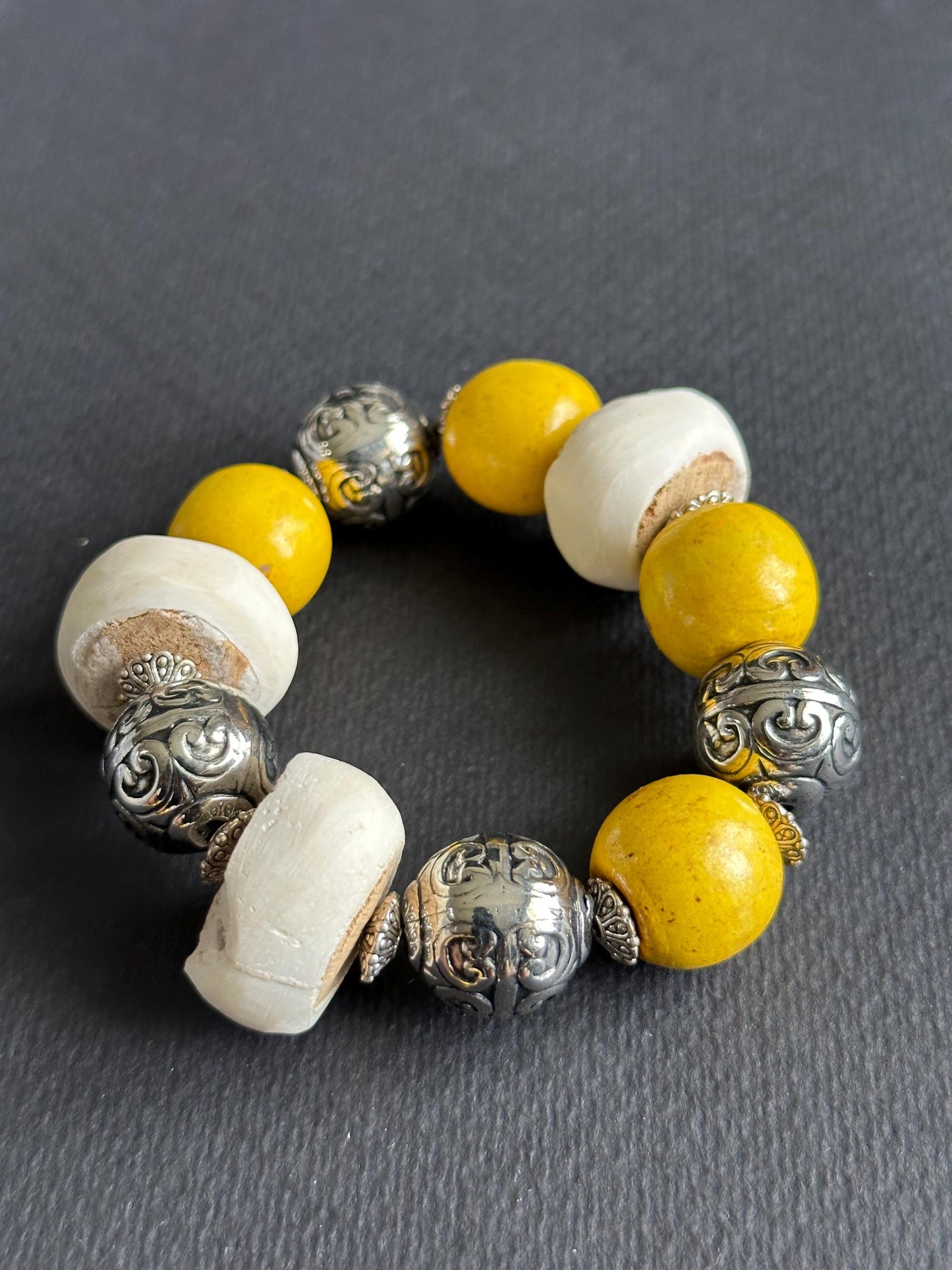 Sun and Sky Yellow White and Blue Bracelet Stack
