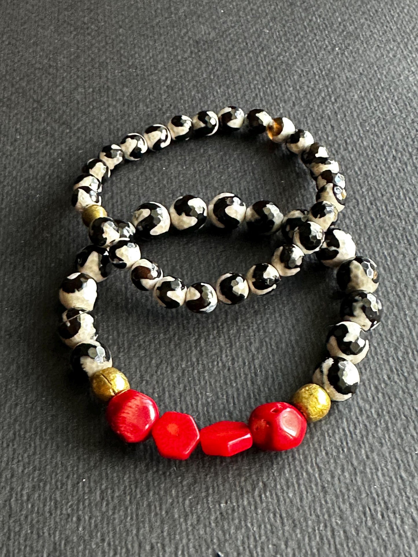 Unisex Handmade Beaded Bracelets featuring Bamboo Coral, Turquoise, Agate Beads