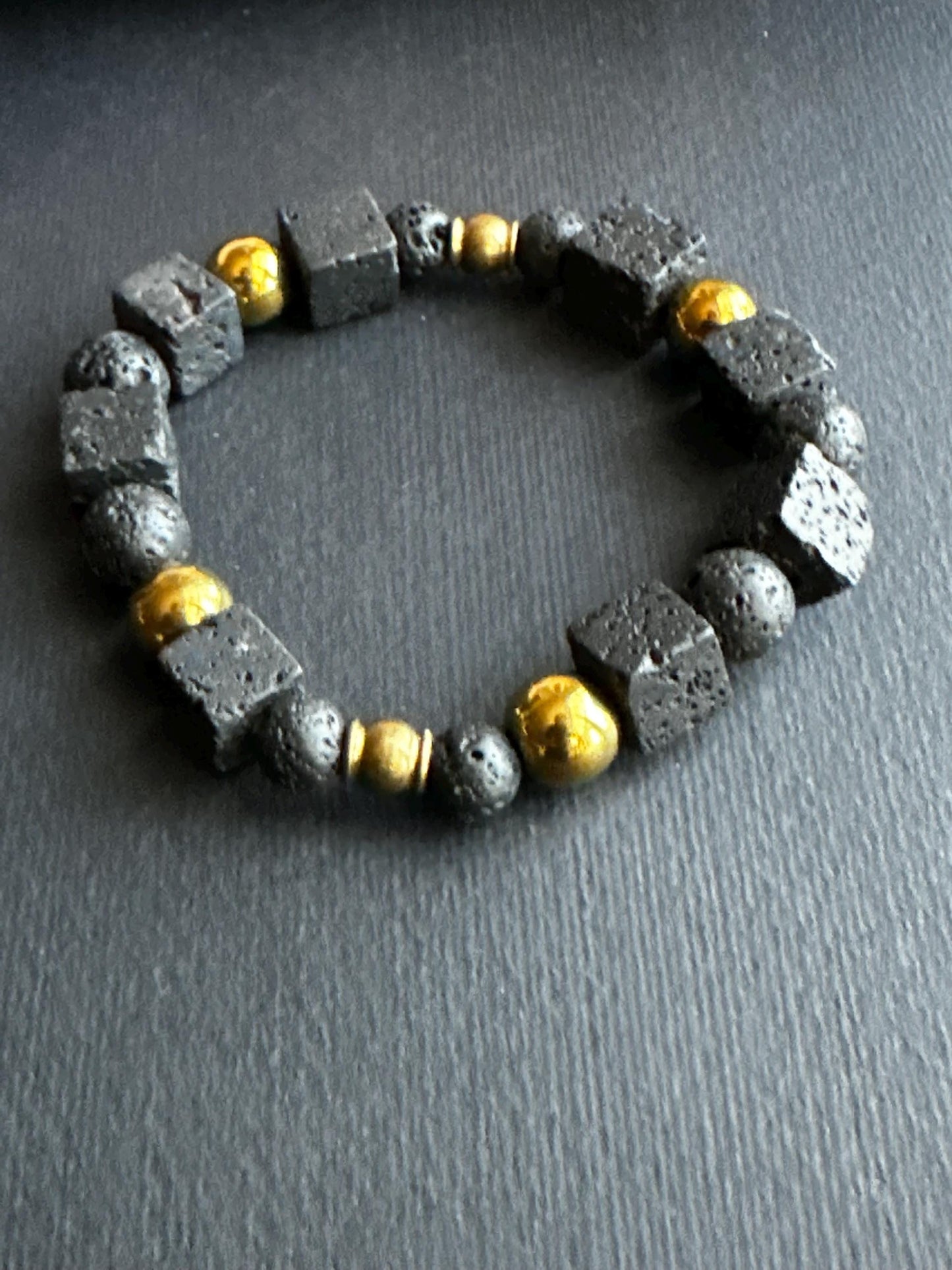 Lava Stone and Resin Stack Unisex Statement Bracelets