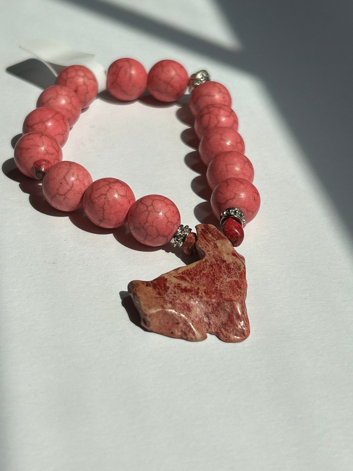 Pink Bracelet with Chunky Pendant Two Piece Bracelet Set