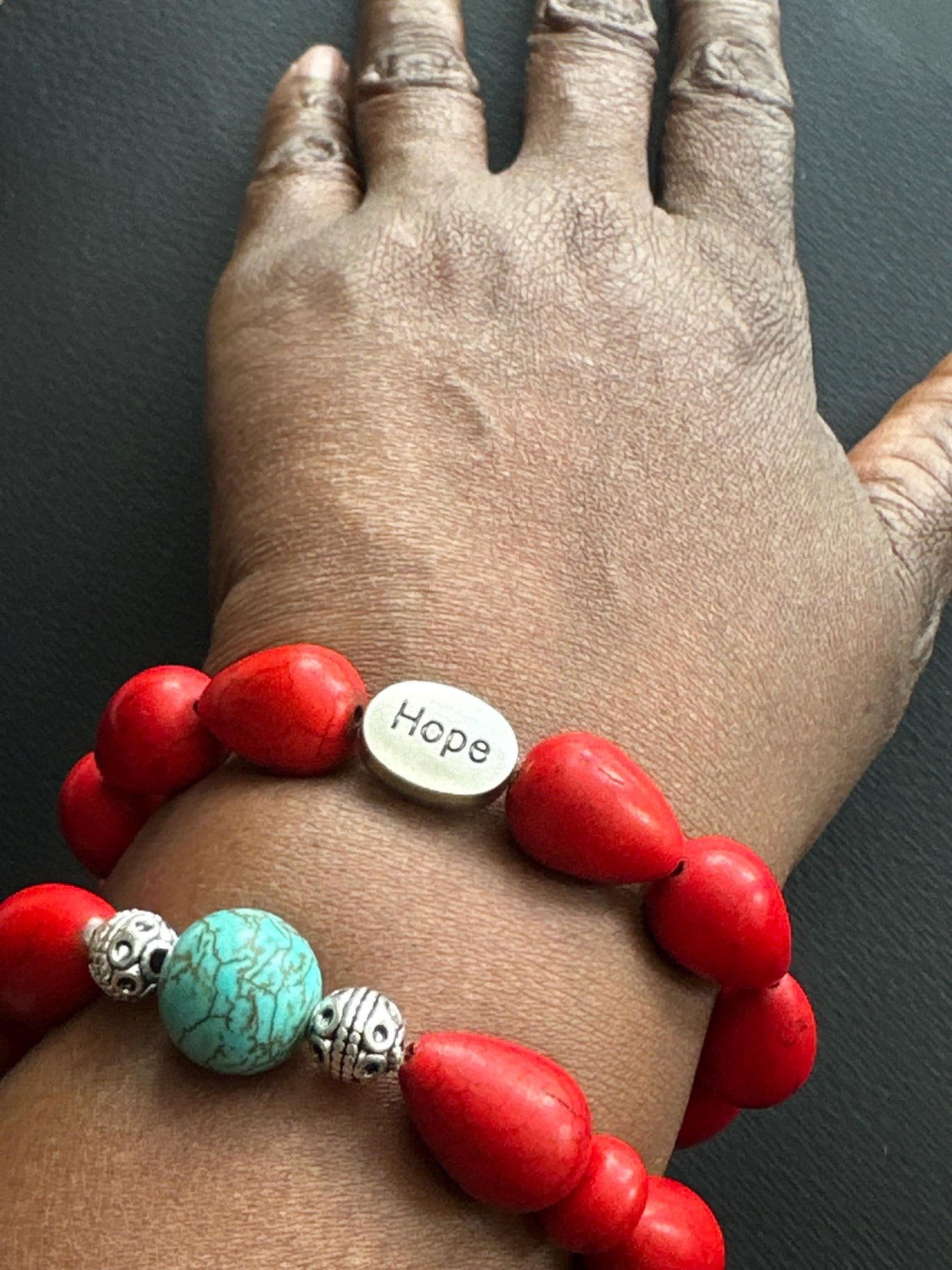 Red and Turquoise Colored Unisex Bracelet