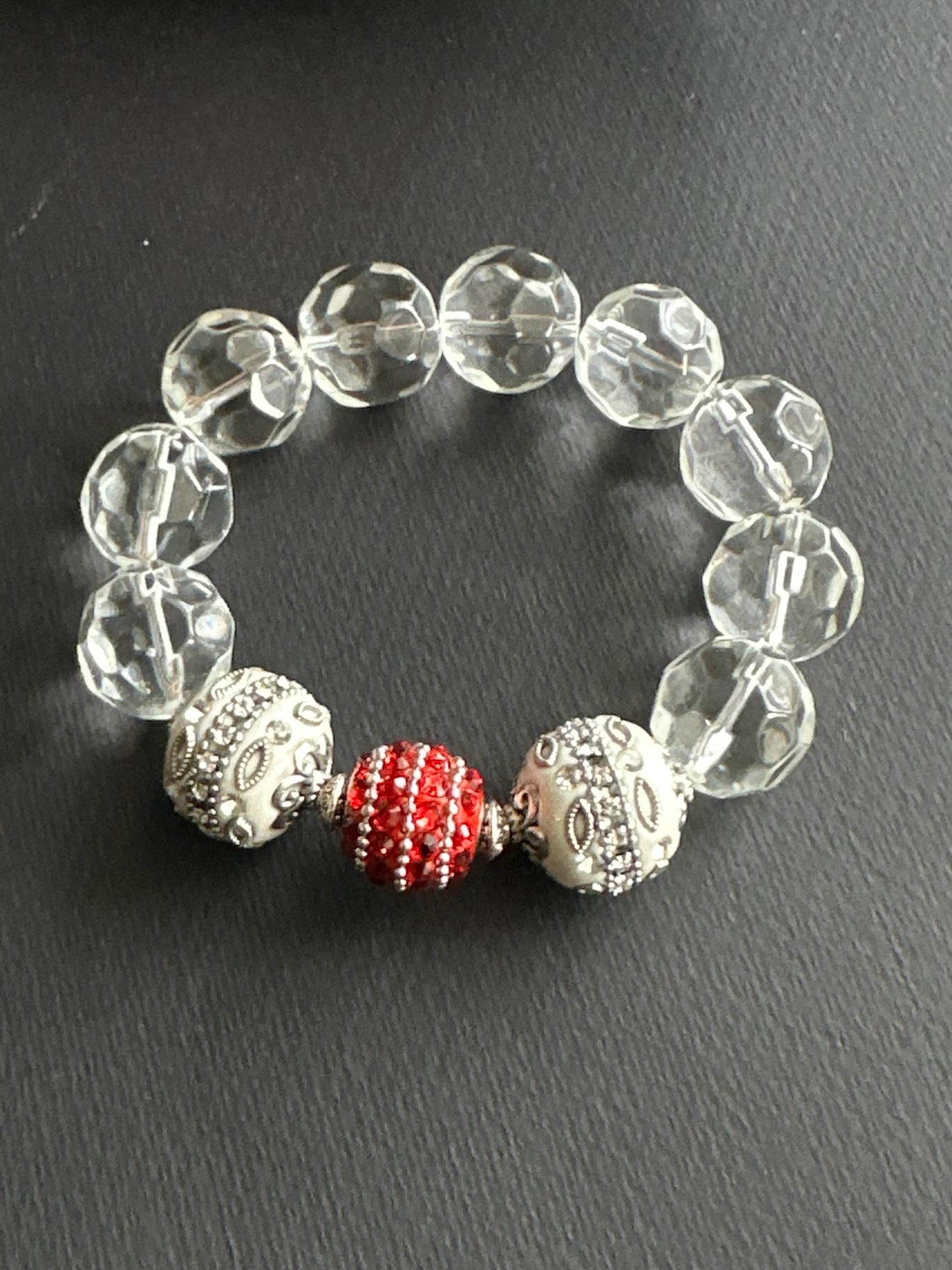 Red and White Winter Bliss Bracelet Stack