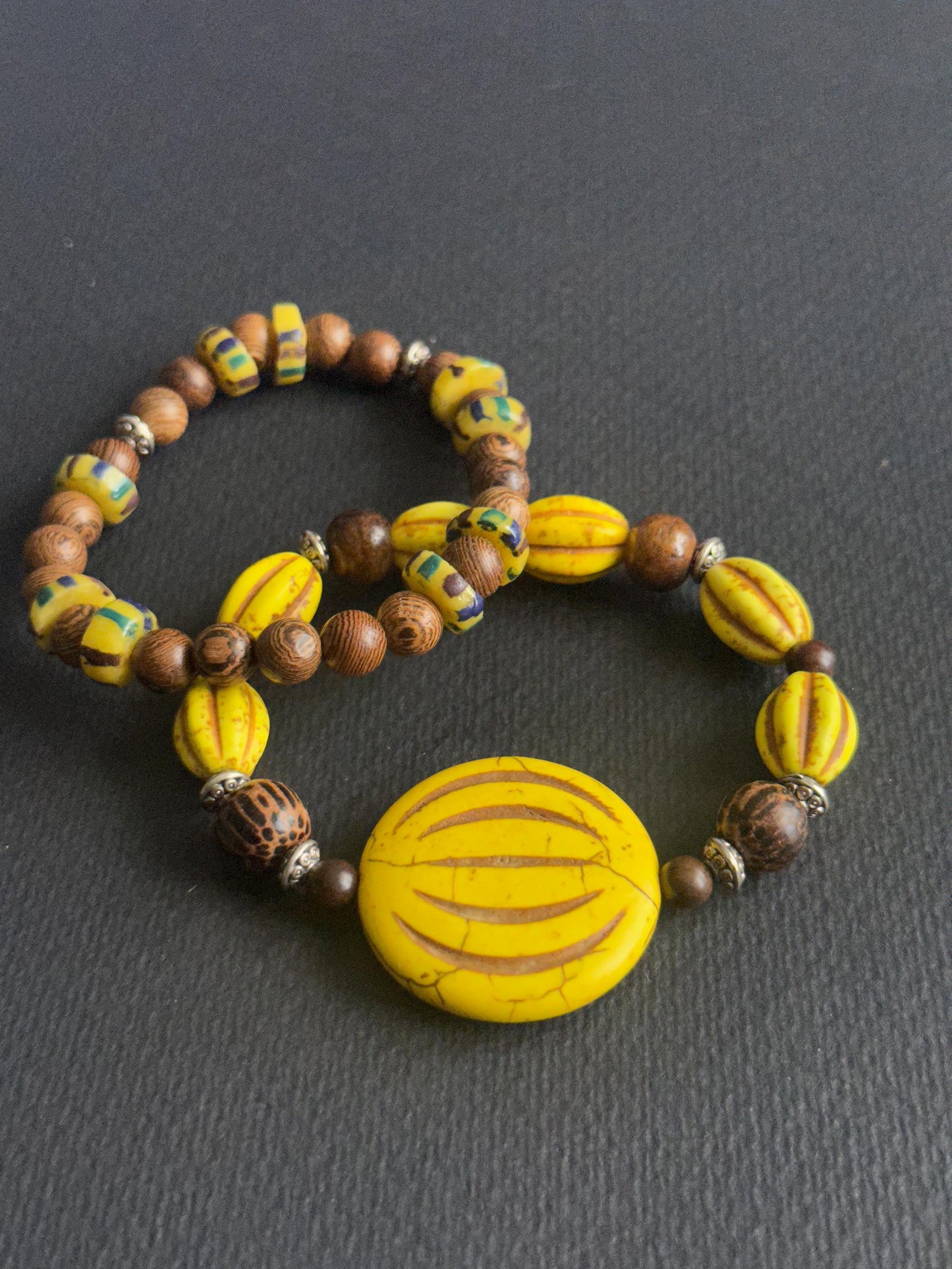 Yellow and Brown Fall Vibes Bracelet Stack