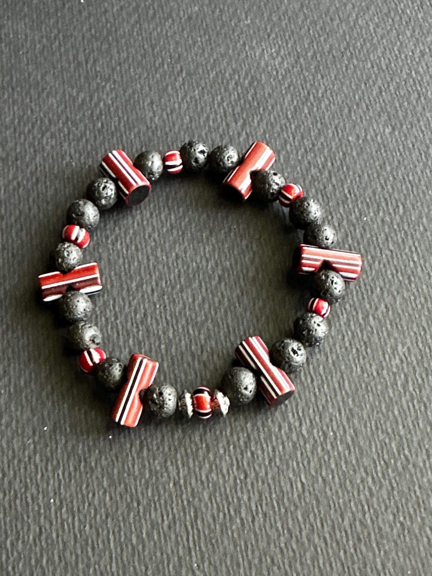 Black Lava & Ghanaian Java Bead Bracelet - Handmade OOAK by Attrice