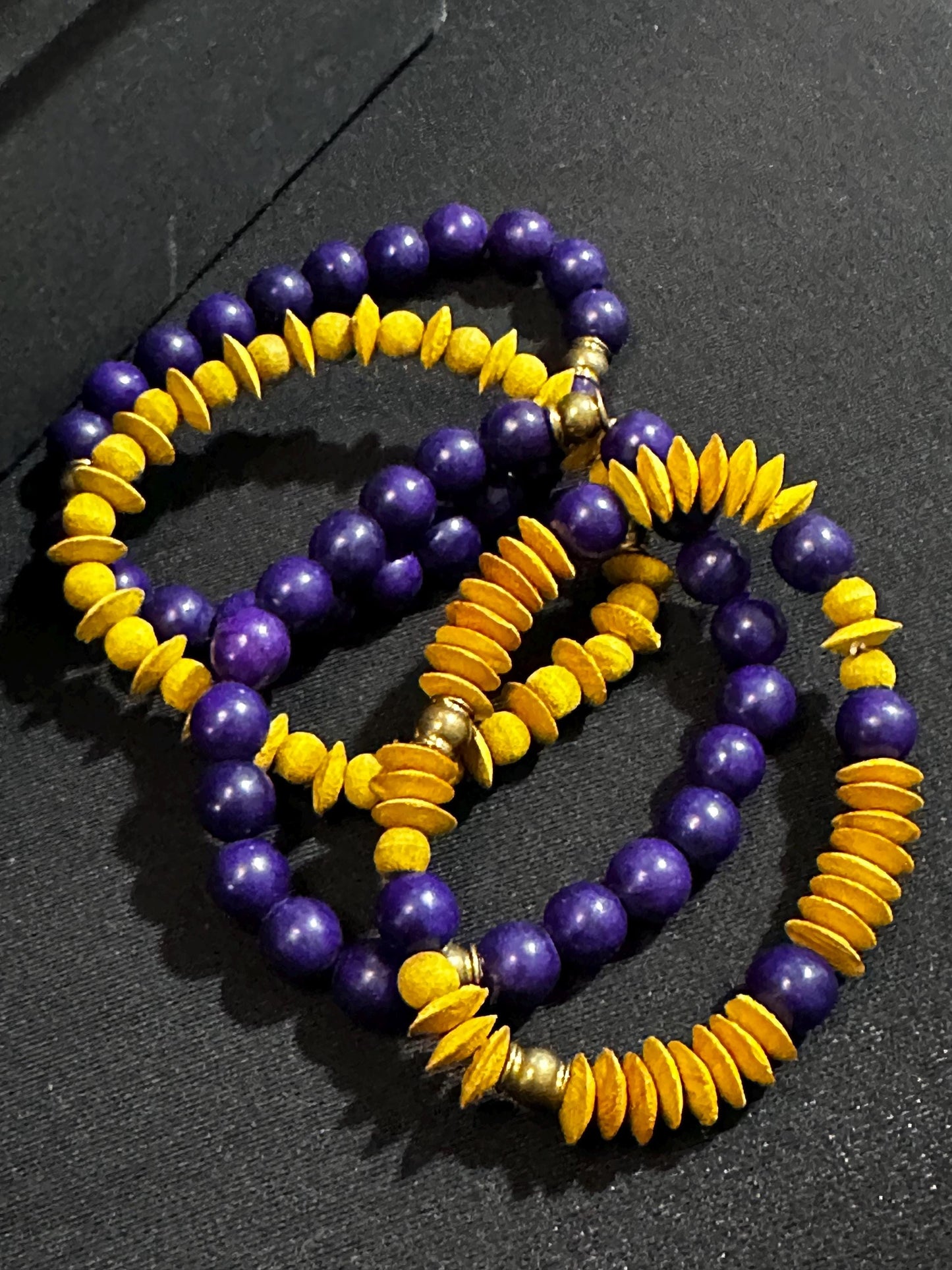 Purple and Gold Unisex Stackable Bracelets