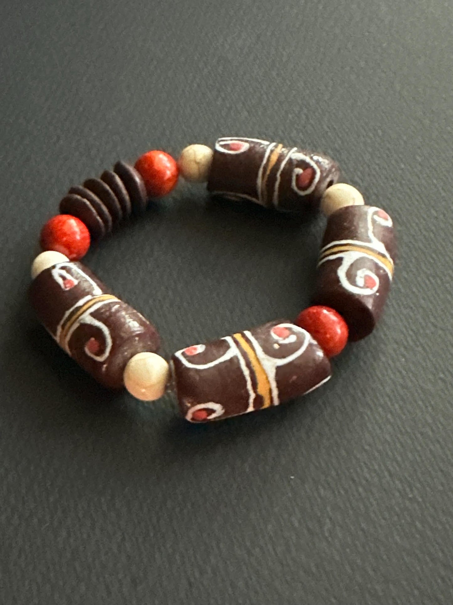 Chunky Recycled African Krobo Bead Bracelet, Global Style
