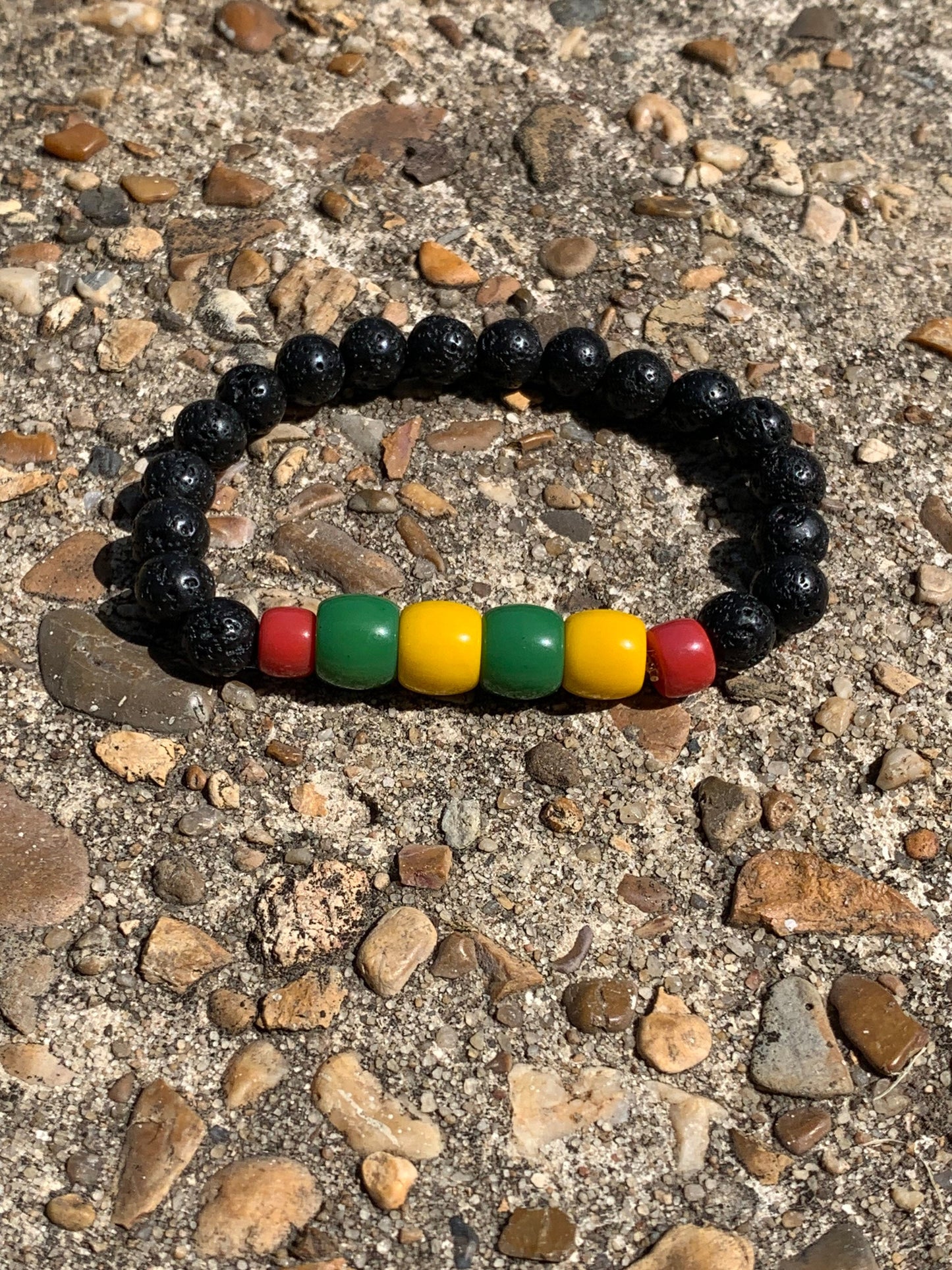 Red/Yellow/Green with Lava Stone Bracelet