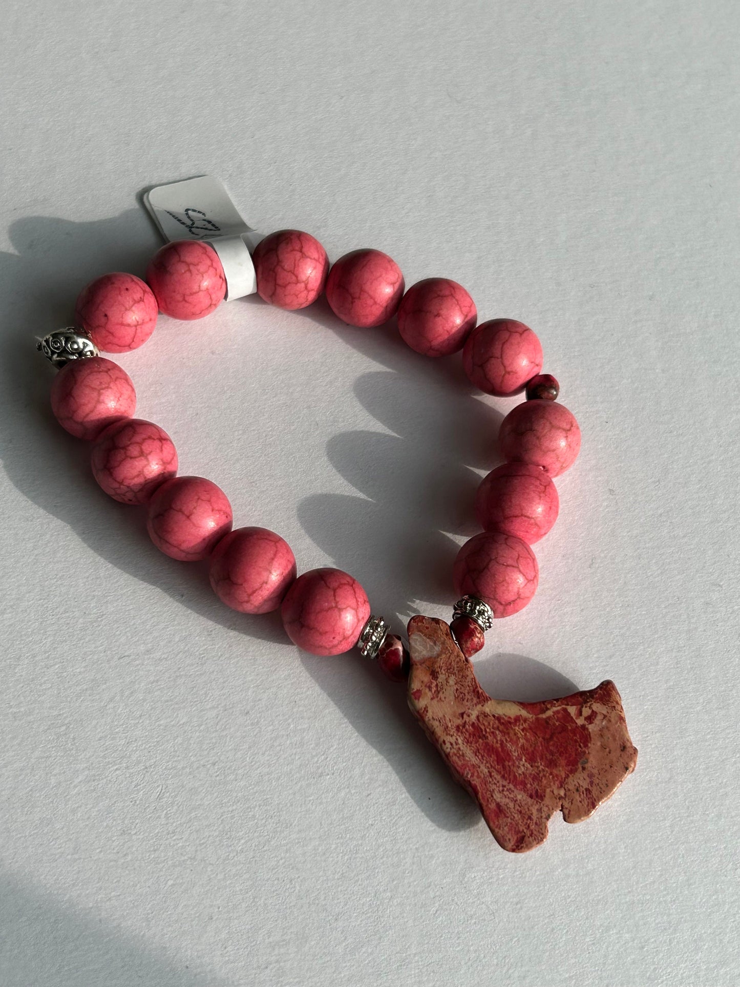 Pink Bracelet with Chunky Pendant Two Piece Bracelet Set