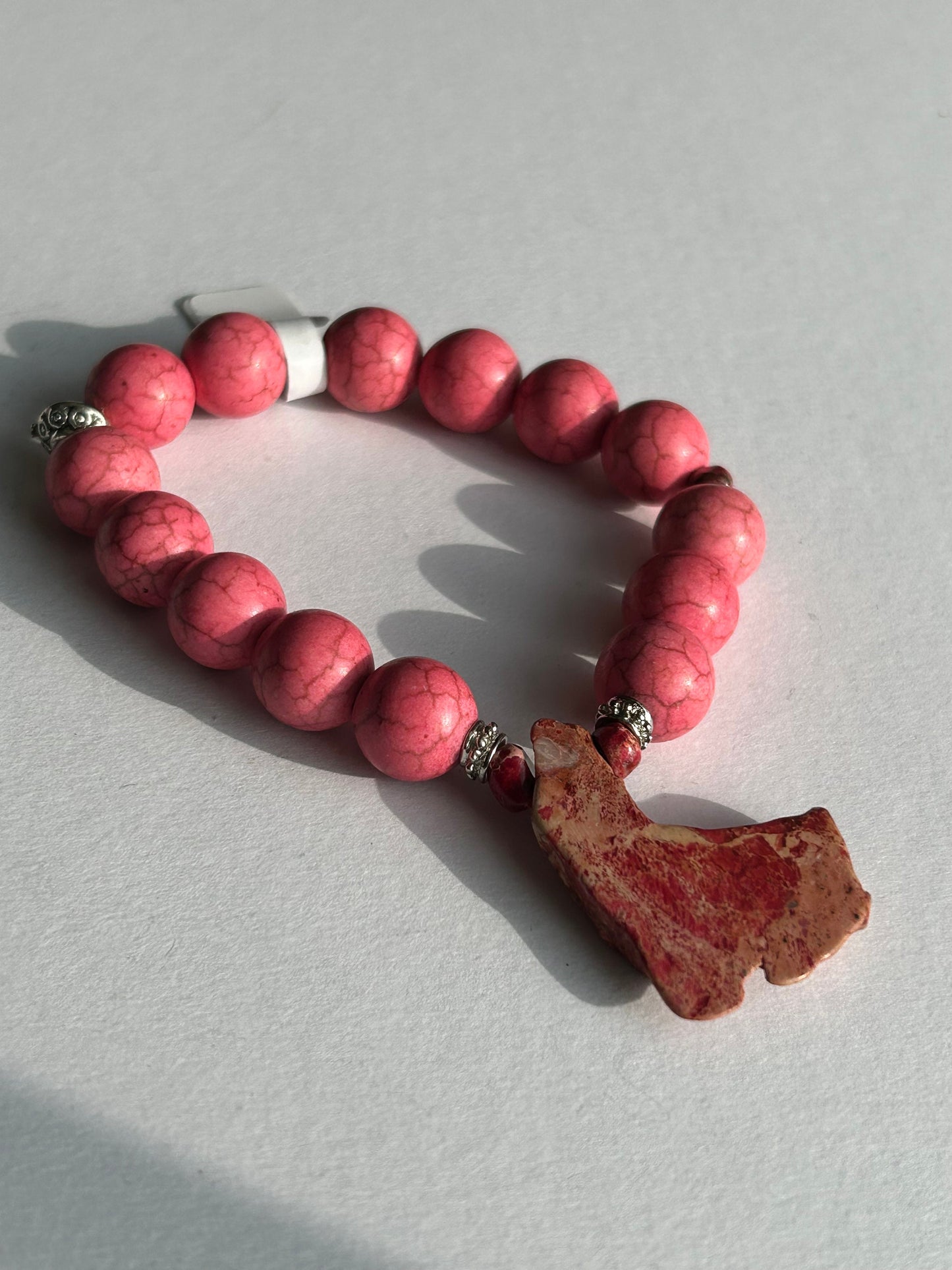 Pink Bracelet with Chunky Pendant Two Piece Bracelet Set