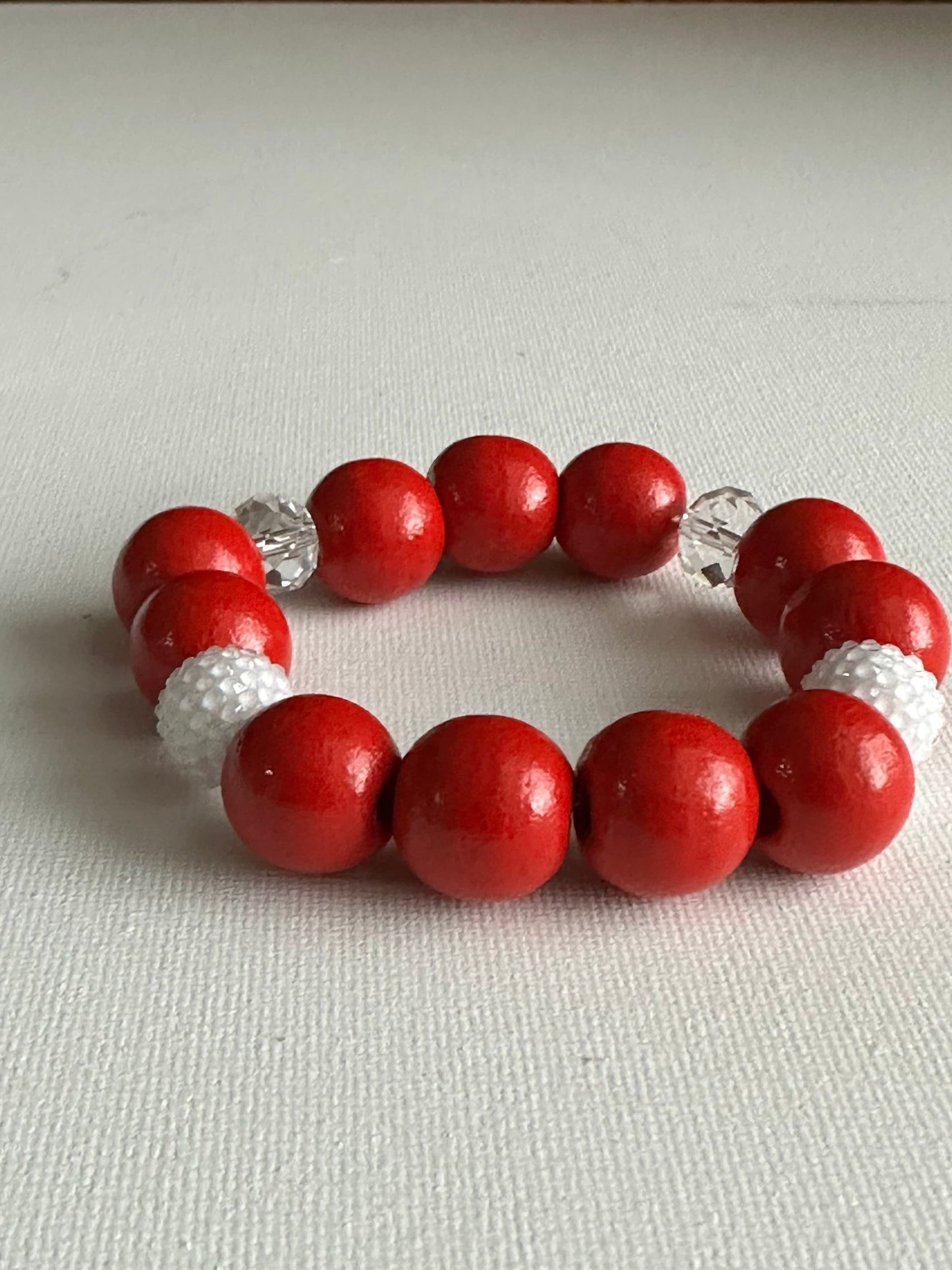 Red and White Bracelet Beaded Bracelet