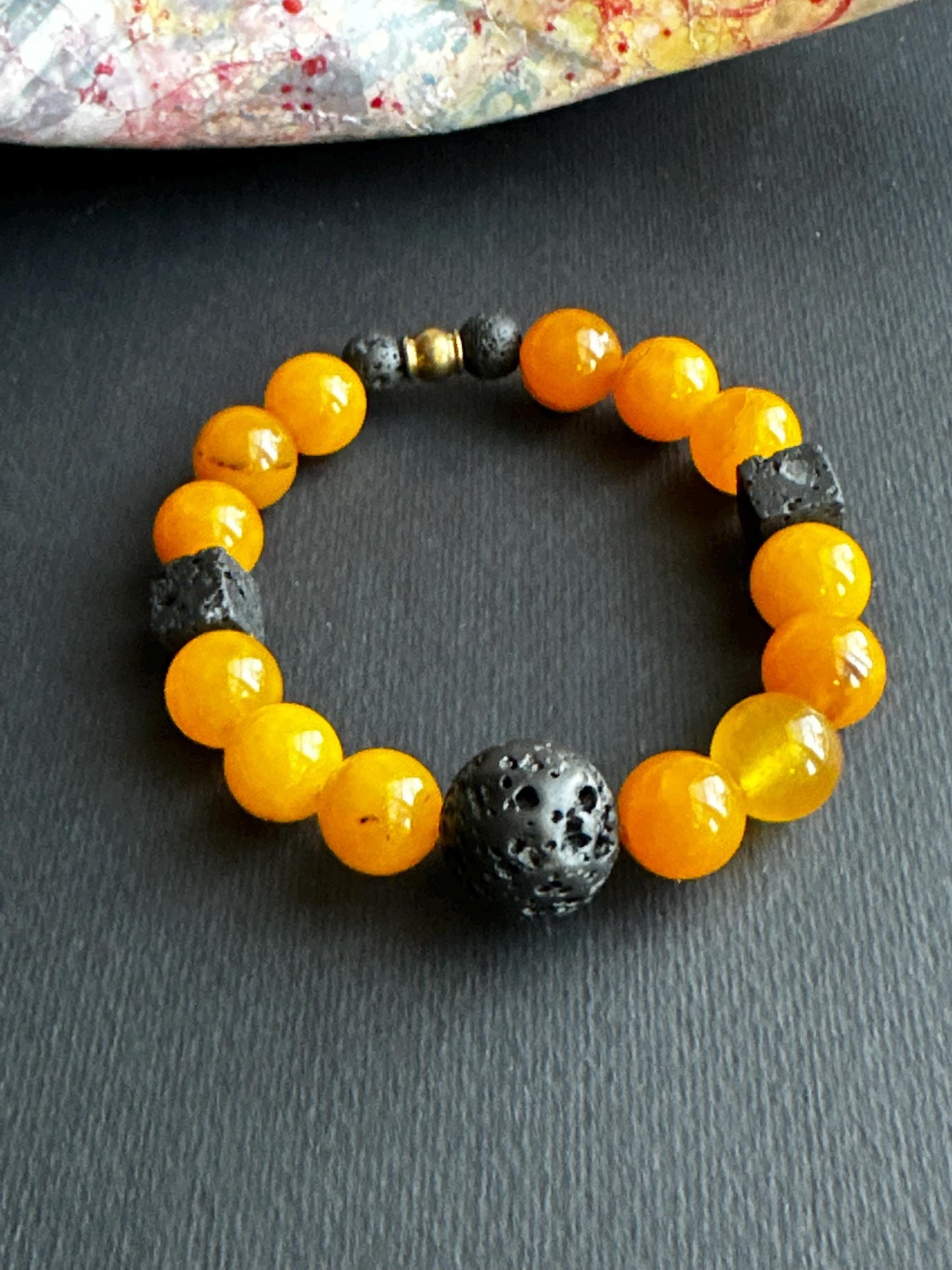 Lava Stone and Resin Stack Unisex Statement Bracelets