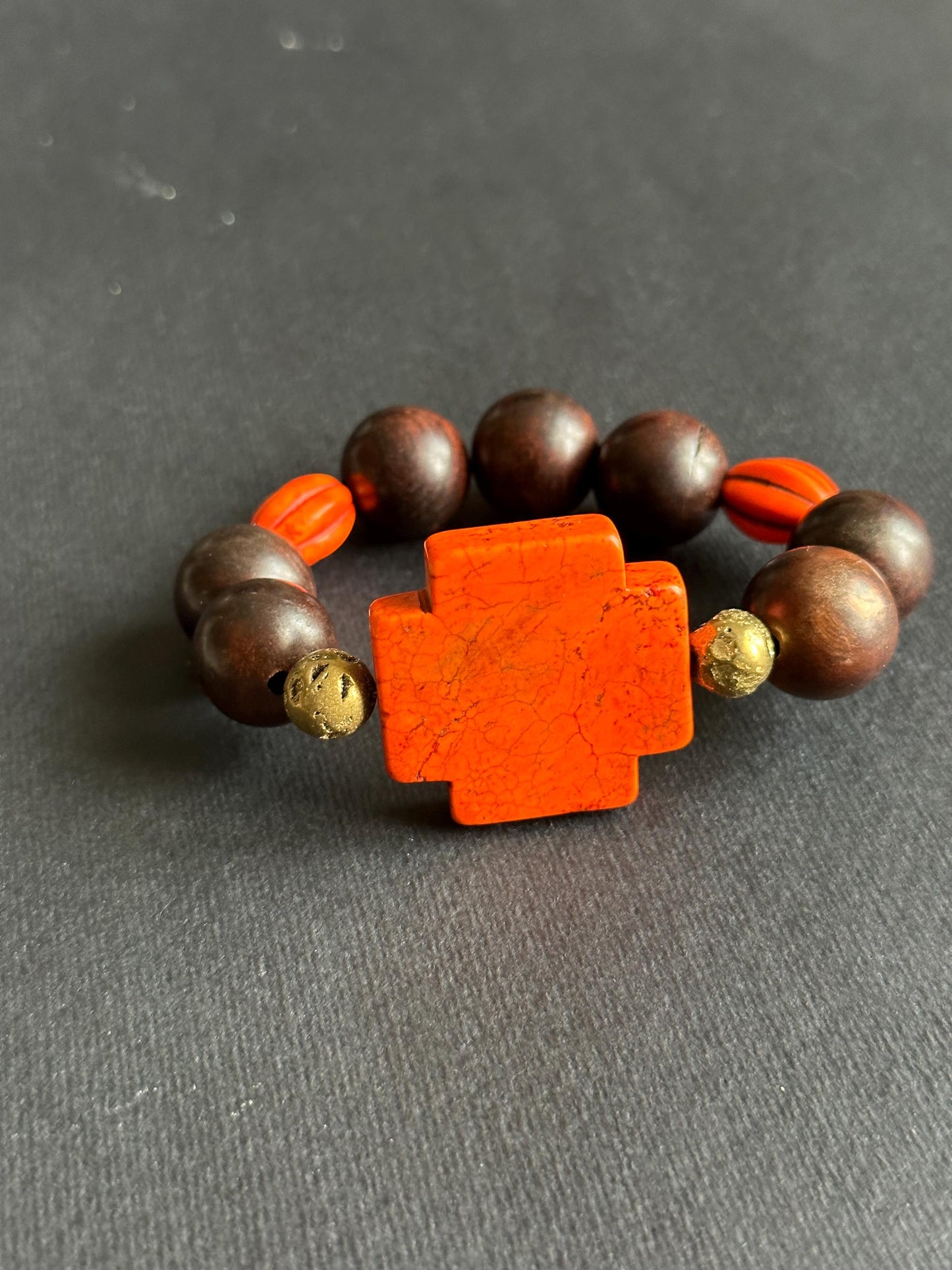Orange and Brown Chunky Beads Bracelet #PerfectForFall