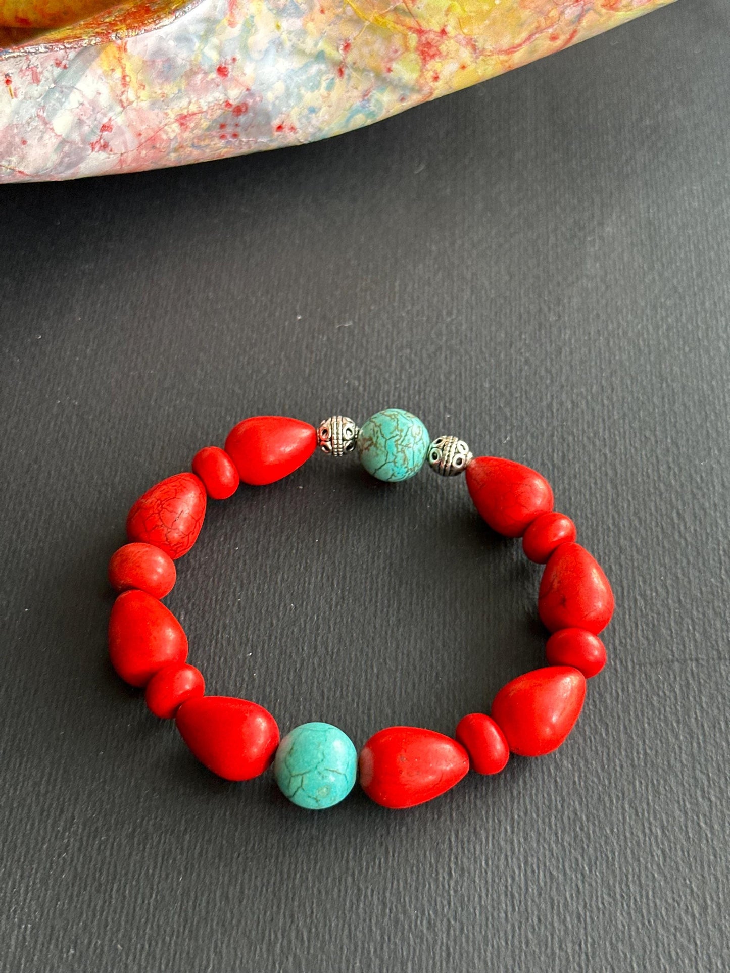 Red and Turquoise Colored Unisex Bracelet