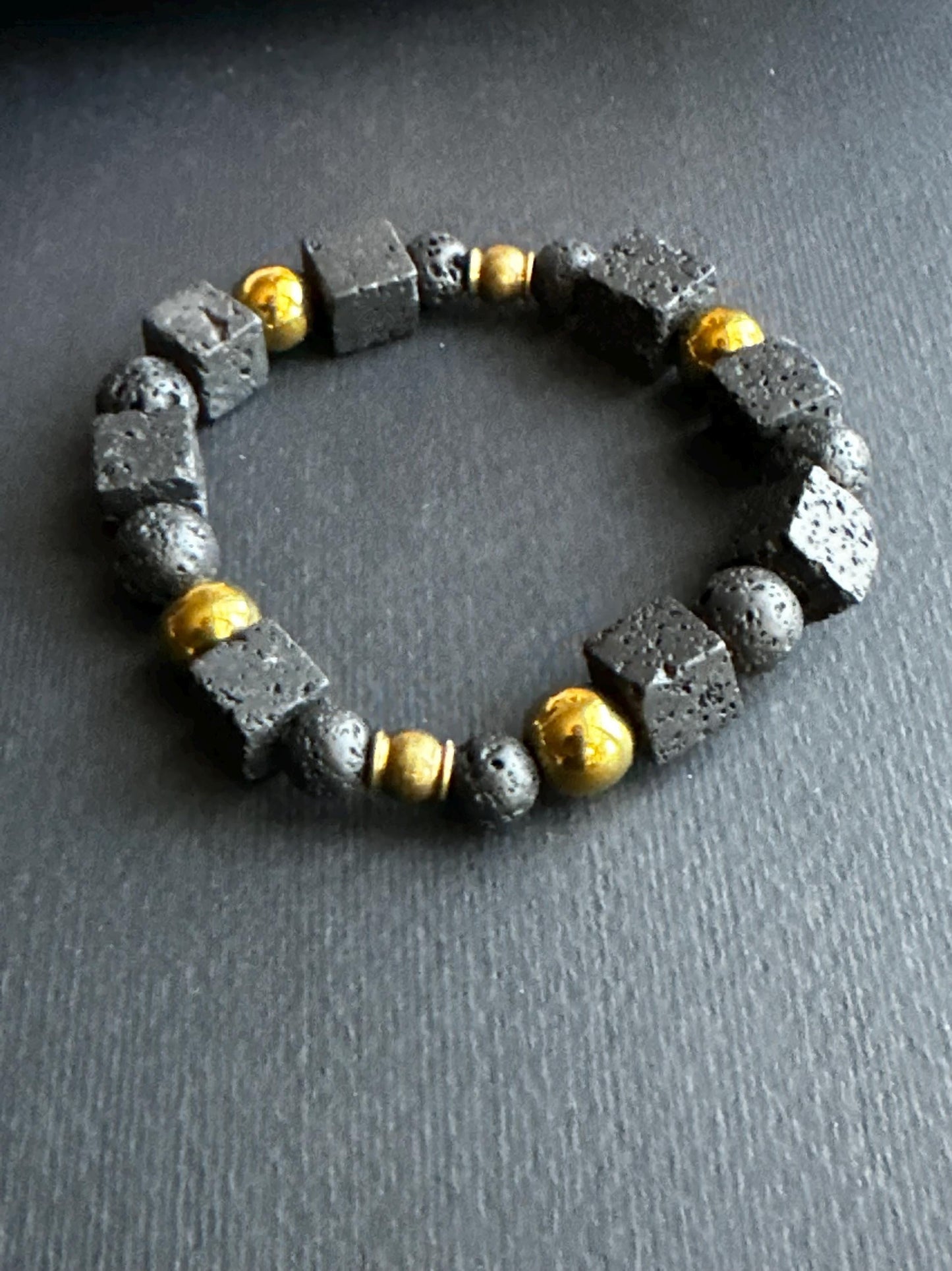 Lava Stone and Resin Stack Unisex Statement Bracelets
