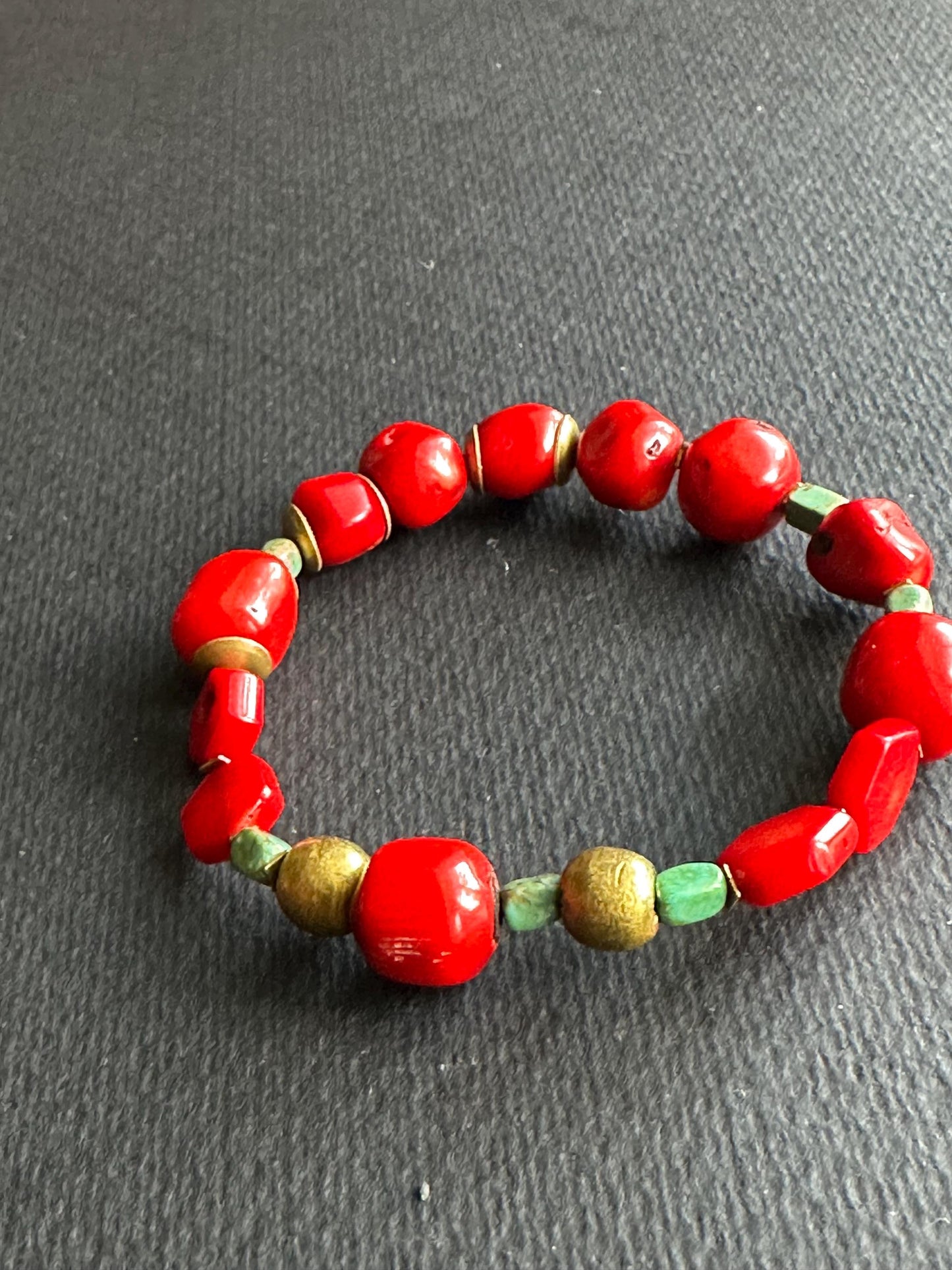 Unisex Handmade Beaded Bracelets featuring Bamboo Coral, Turquoise, Agate Beads