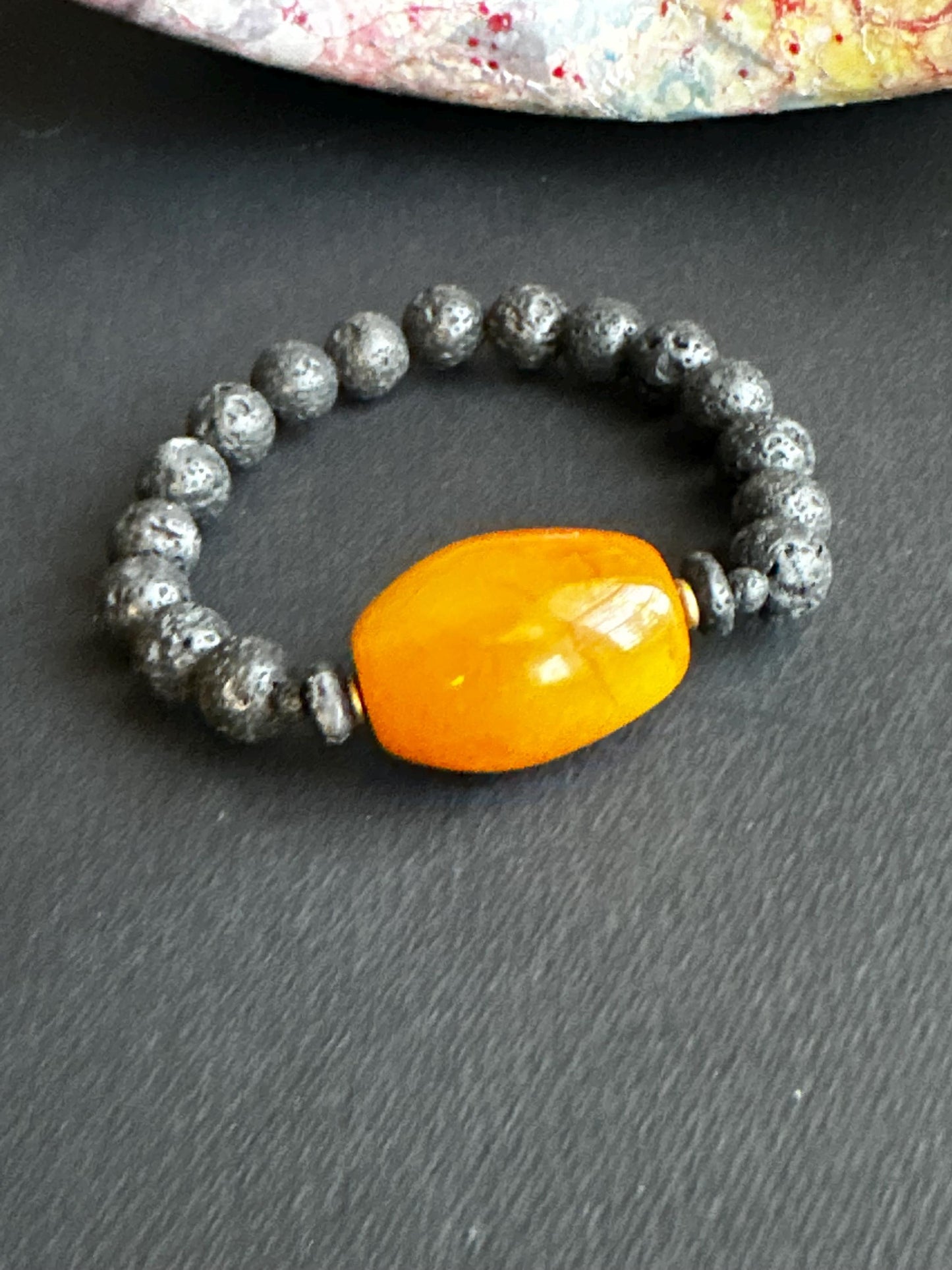 Lava Stone and Resin Stack Unisex Statement Bracelets