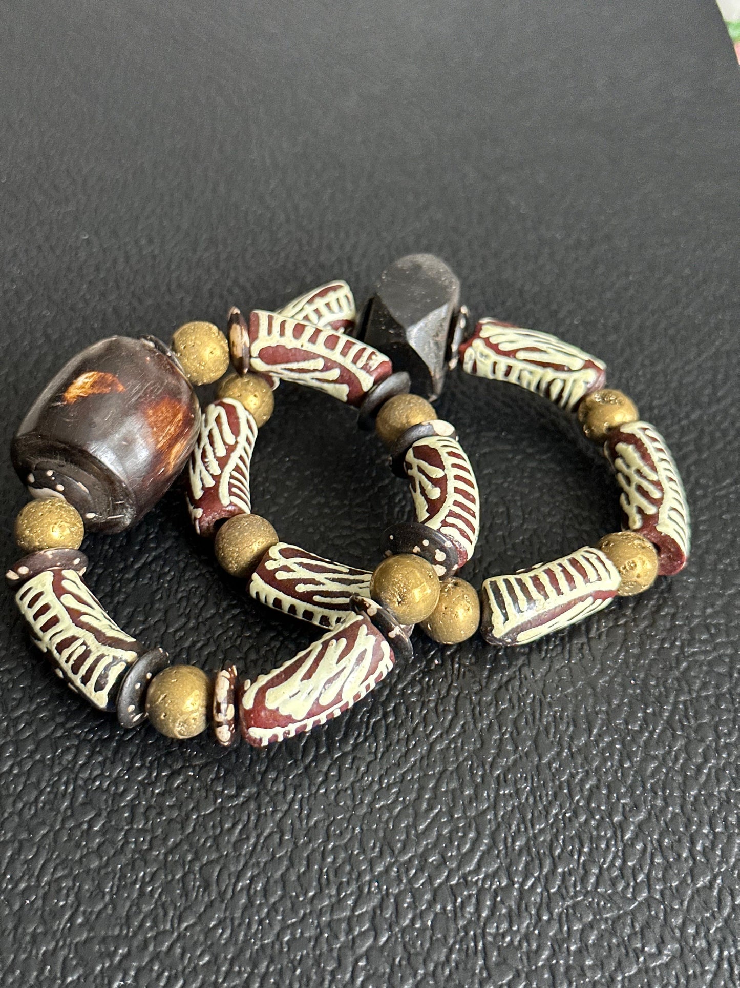 EbonySeries #1 - African Glass Krobo Trade Beads for Men and Women
