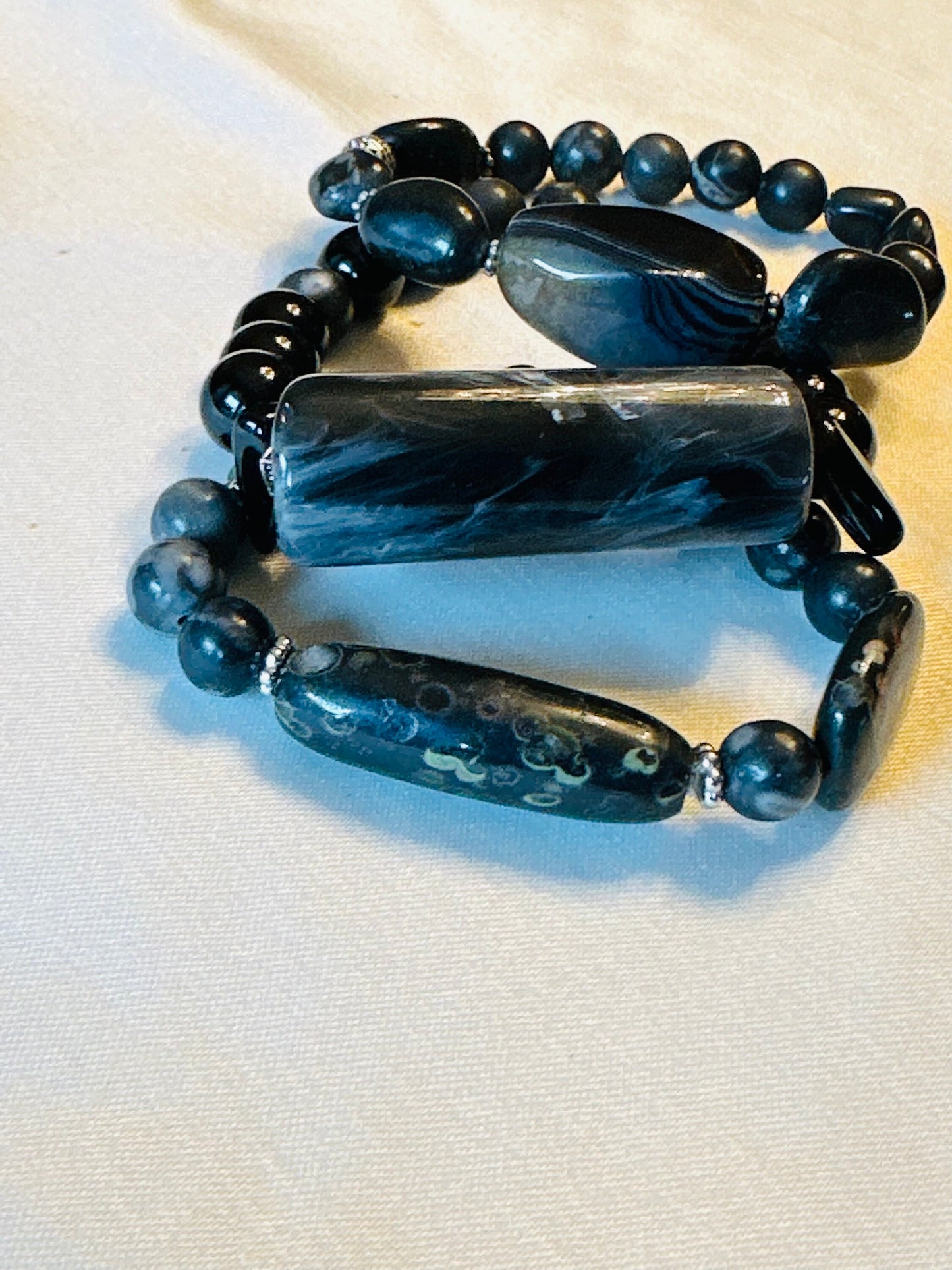 BlacktoBlack-Eclectic #2 Blend of Mixed Materials and Shape Statement Bracelet