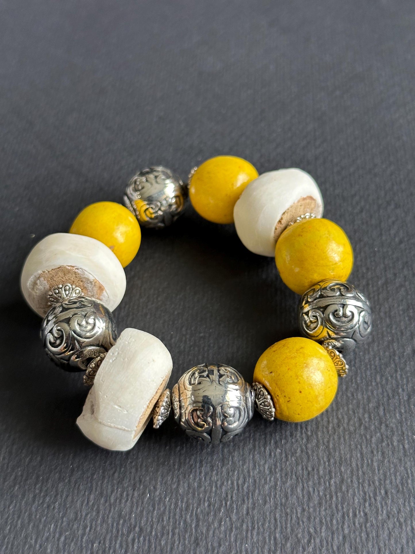 Sun and Sky Yellow White and Blue Bracelet Stack
