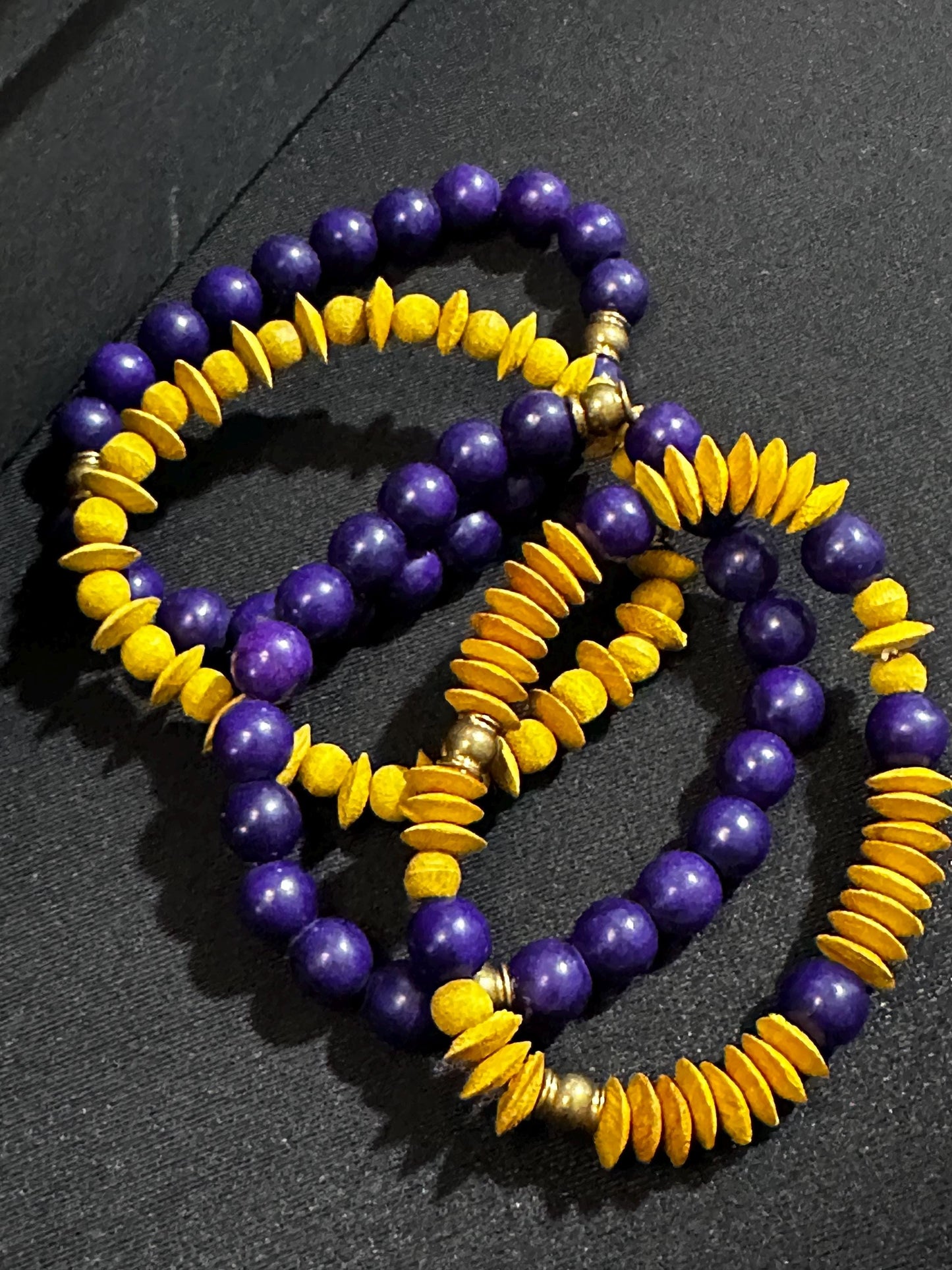 Purple and Gold Unisex Stackable Bracelets