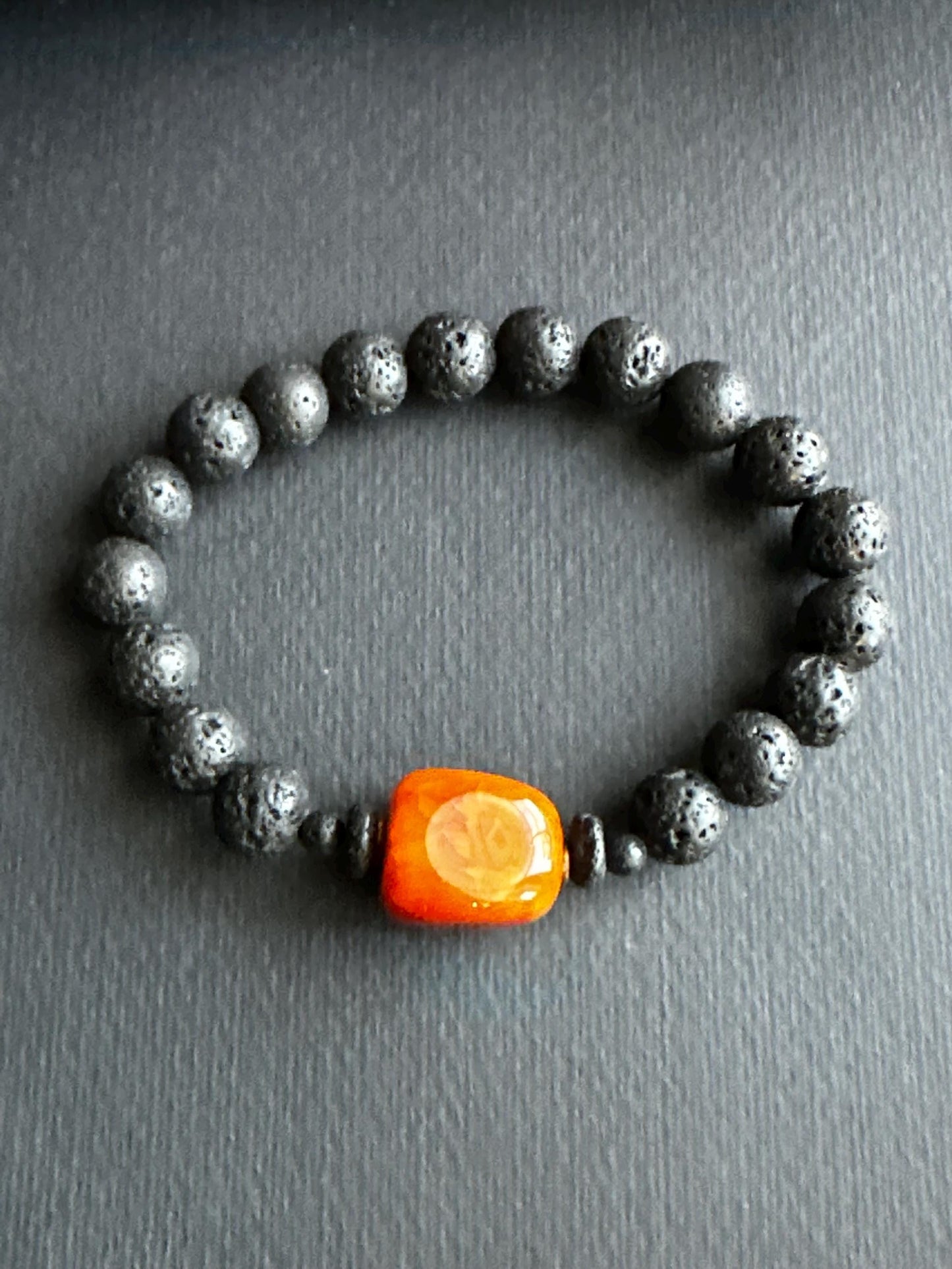 Lava Stone and Resin Stack Unisex Statement Bracelets