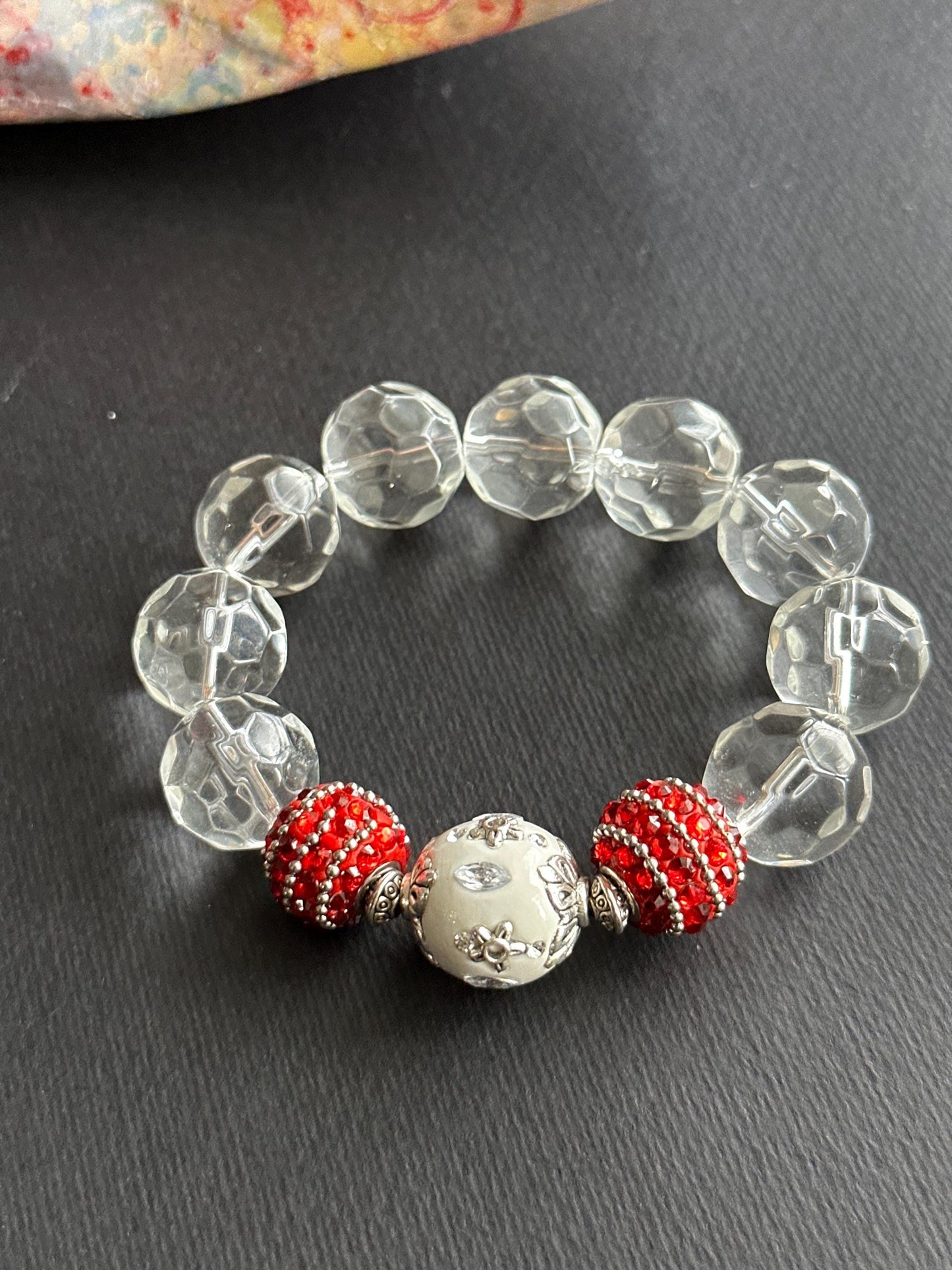Red and White Winter Bliss Bracelet Stack