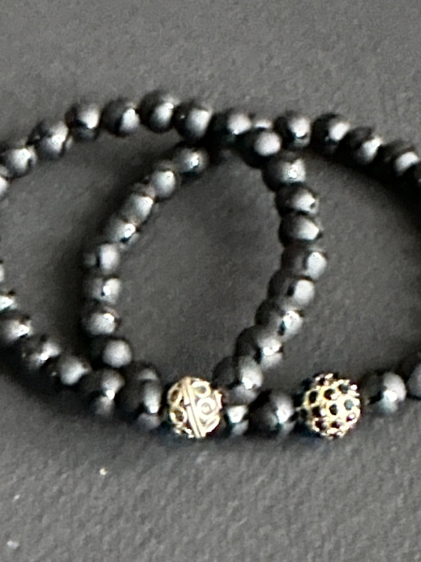 Striped Matte Onyx Bracelet with and Silver Focal Bead