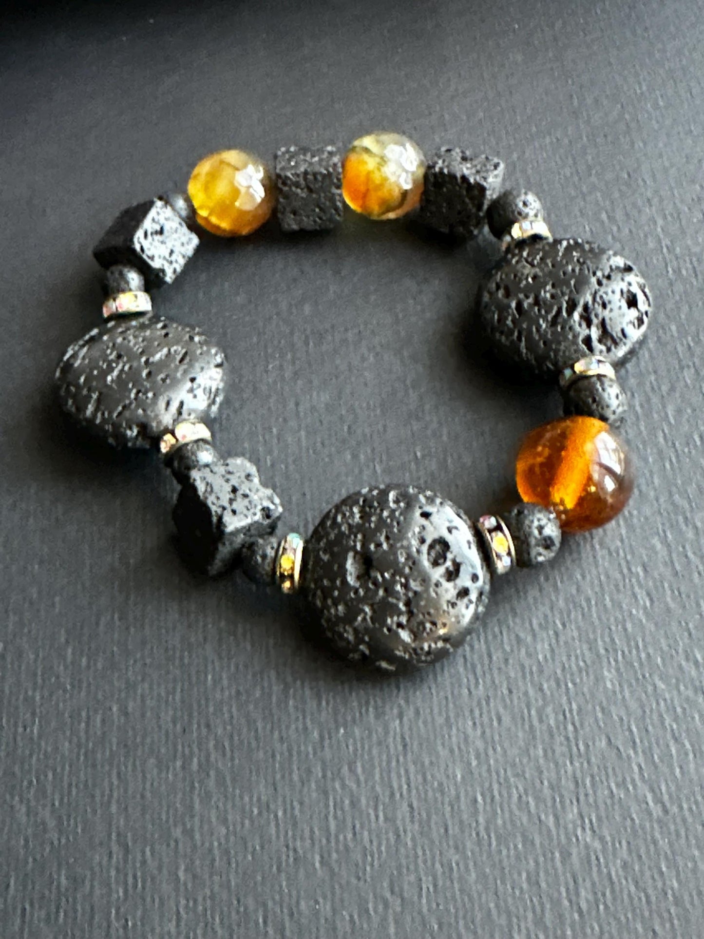 Lava Stone and Resin Stack Unisex Statement Bracelets