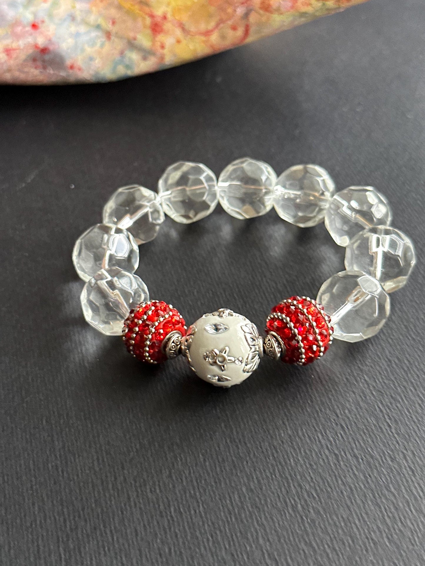 Red and White Winter Bliss Bracelet Stack