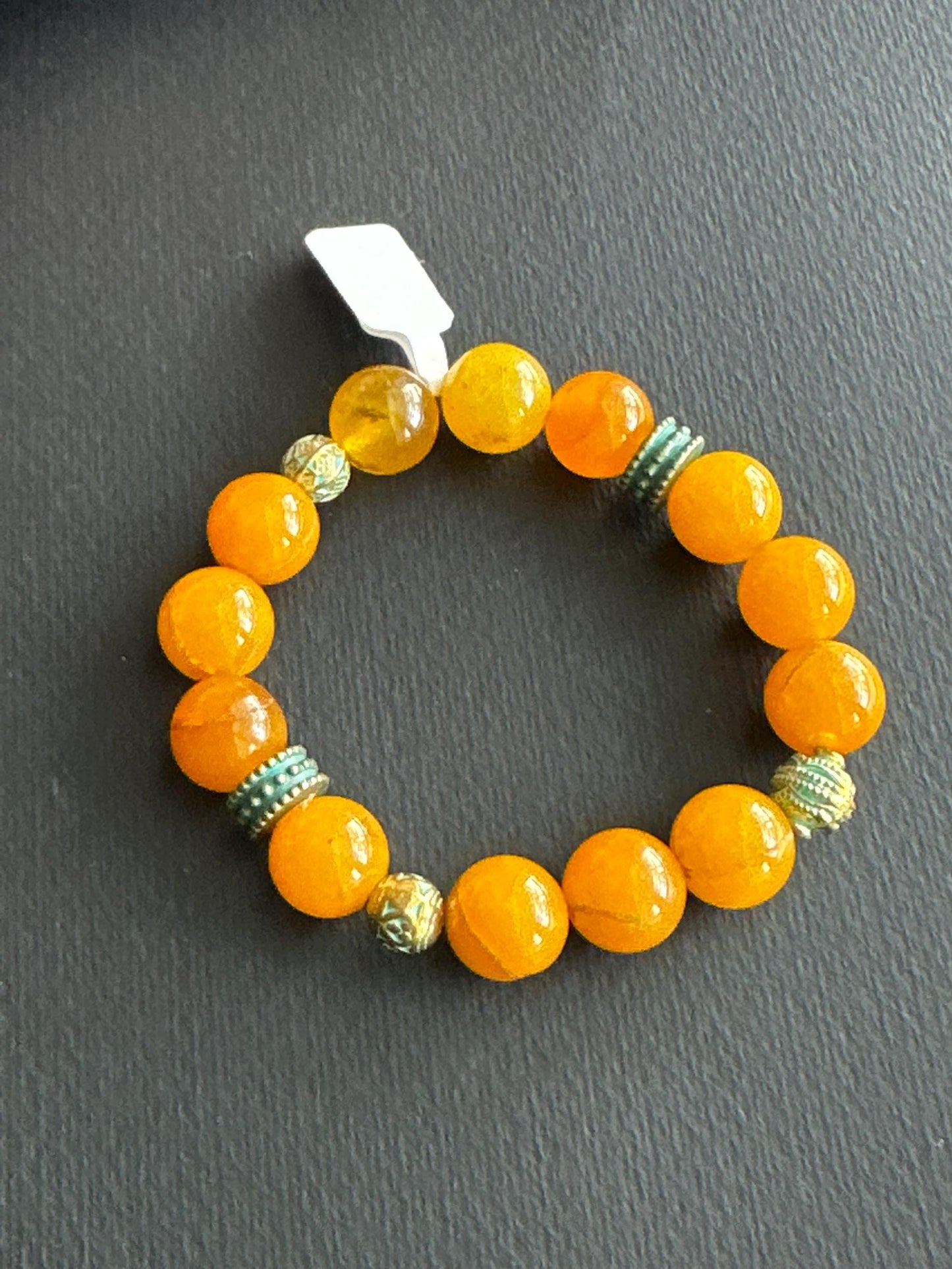 Orange - Tangerine Unisex Bracelet #2 with Metal Accent Beads