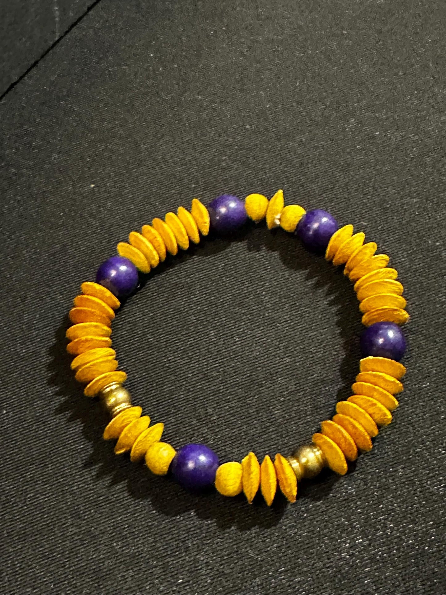 Purple and Gold Unisex Stackable Bracelets