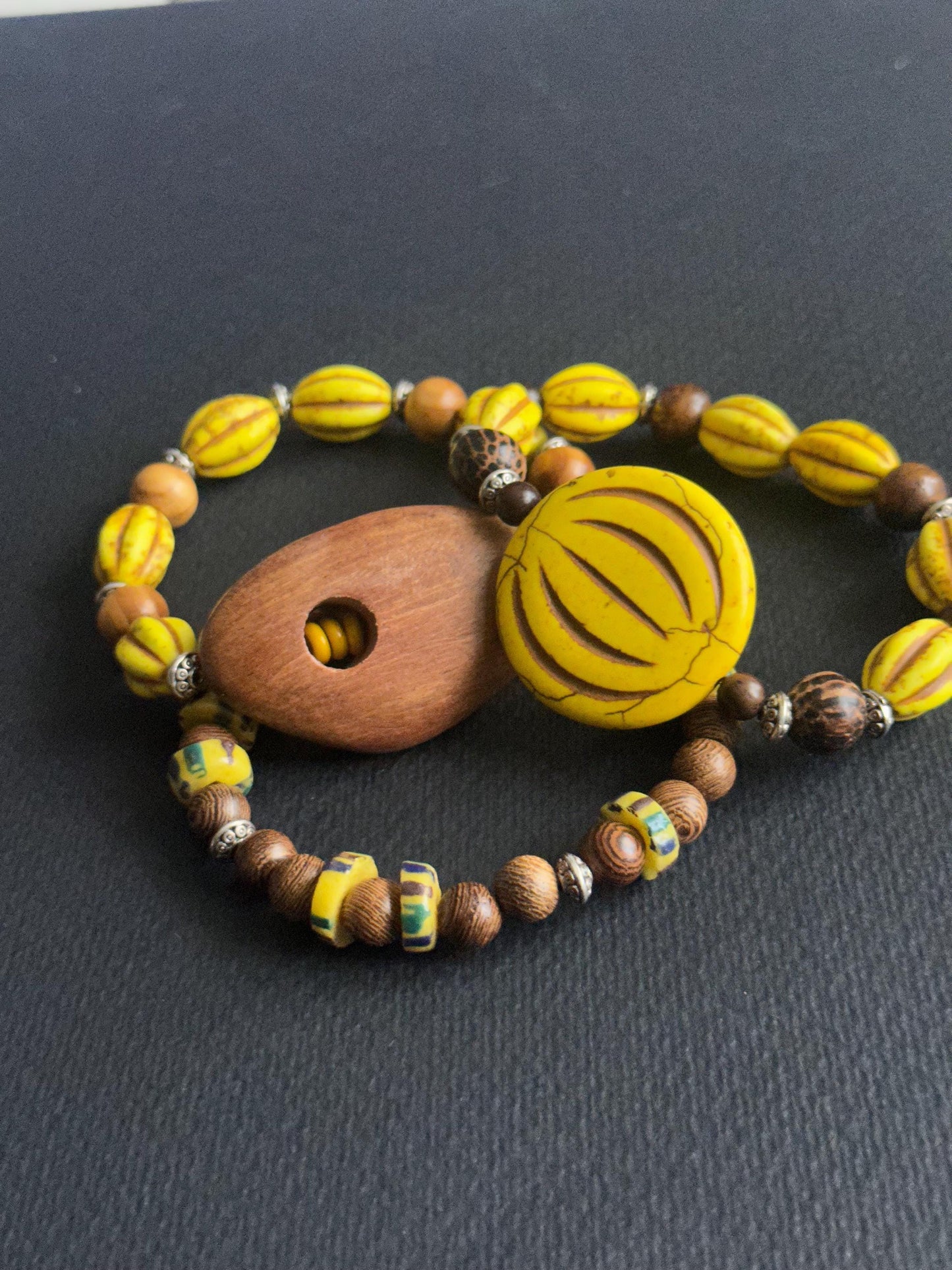 Yellow and Brown Fall Vibes Bracelet Stack